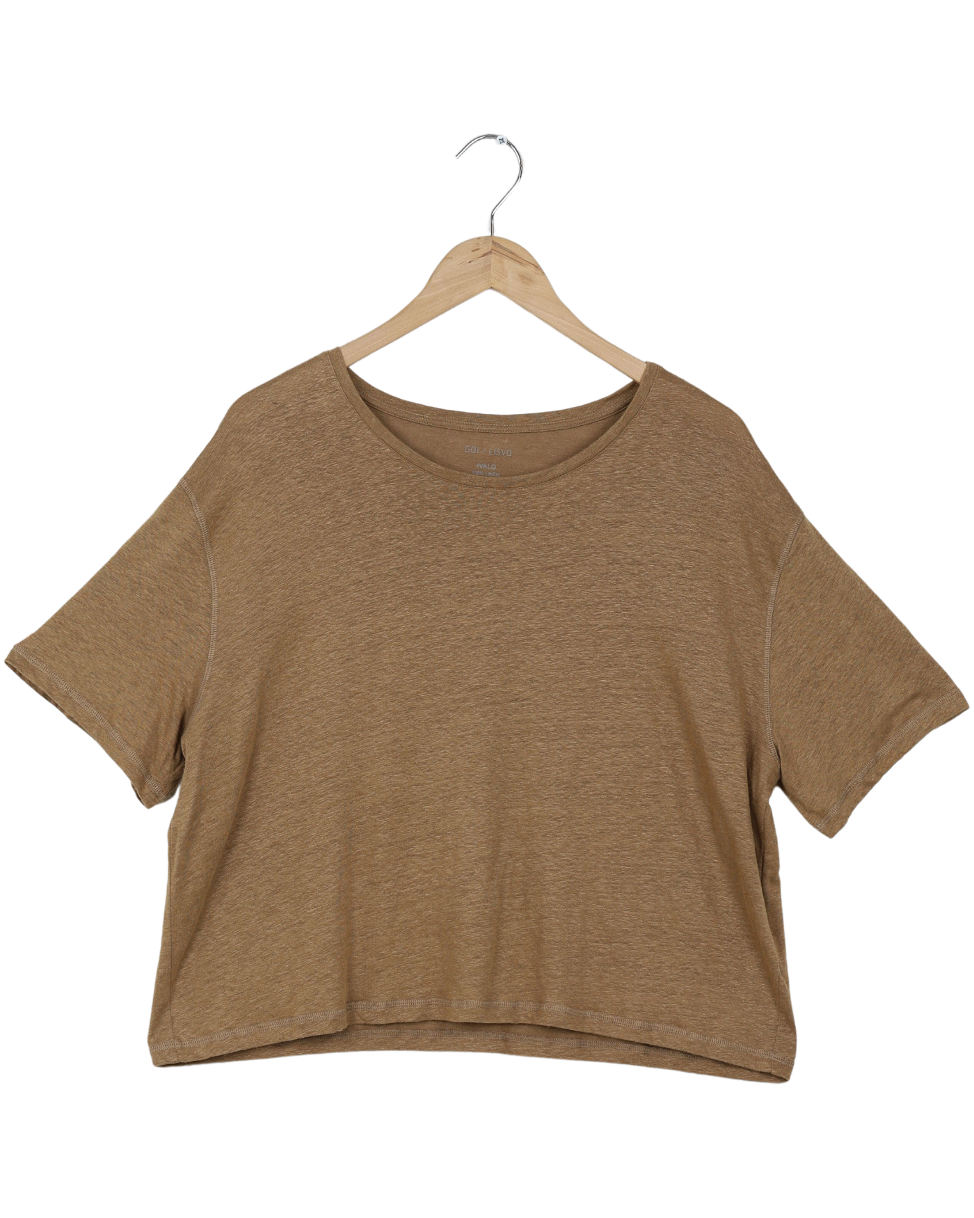 Secondhand Ivalo Linen Tee Shirt - Brown Mustard