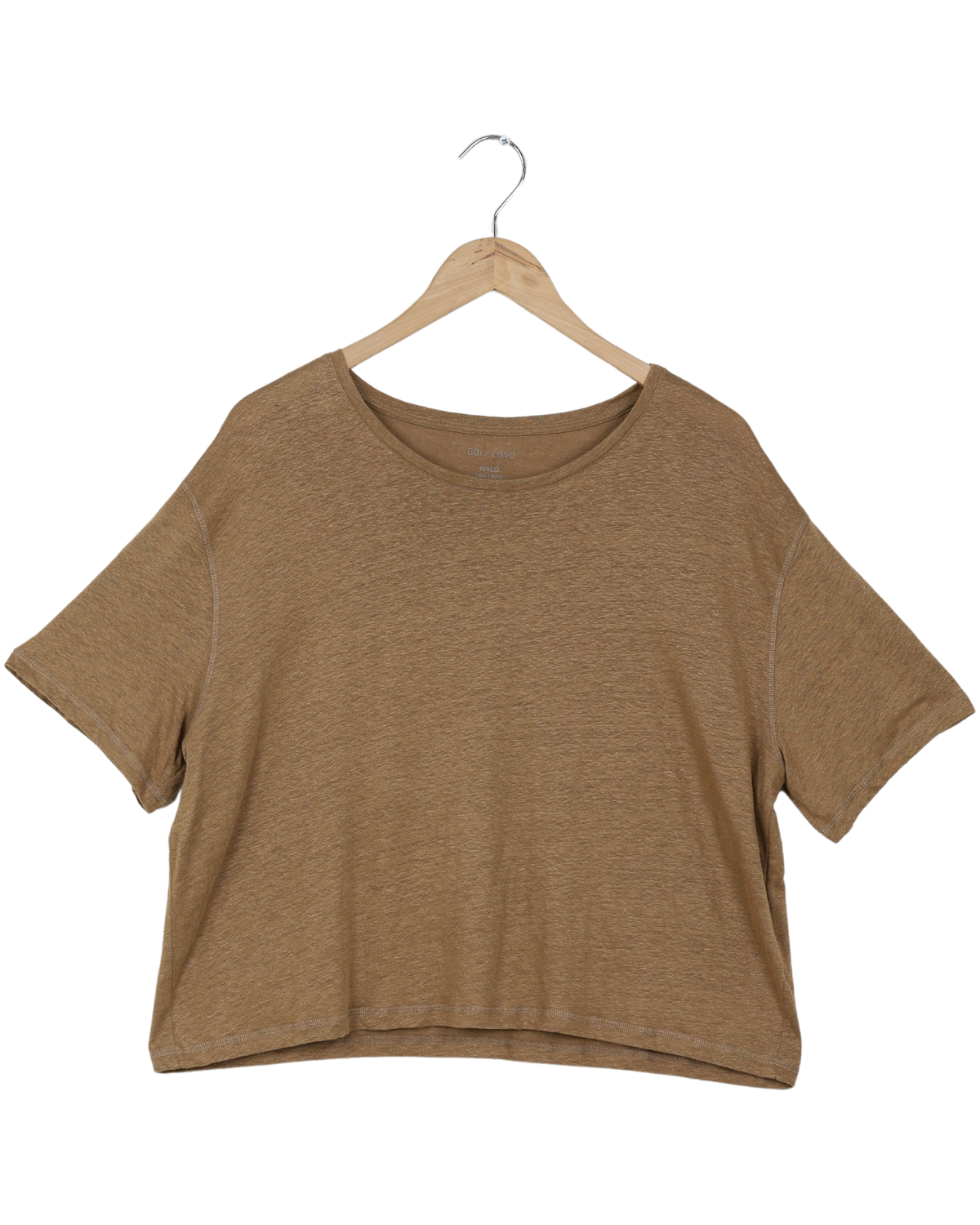 Secondhand Ivalo Linen Tee Shirt - Brown Mustard