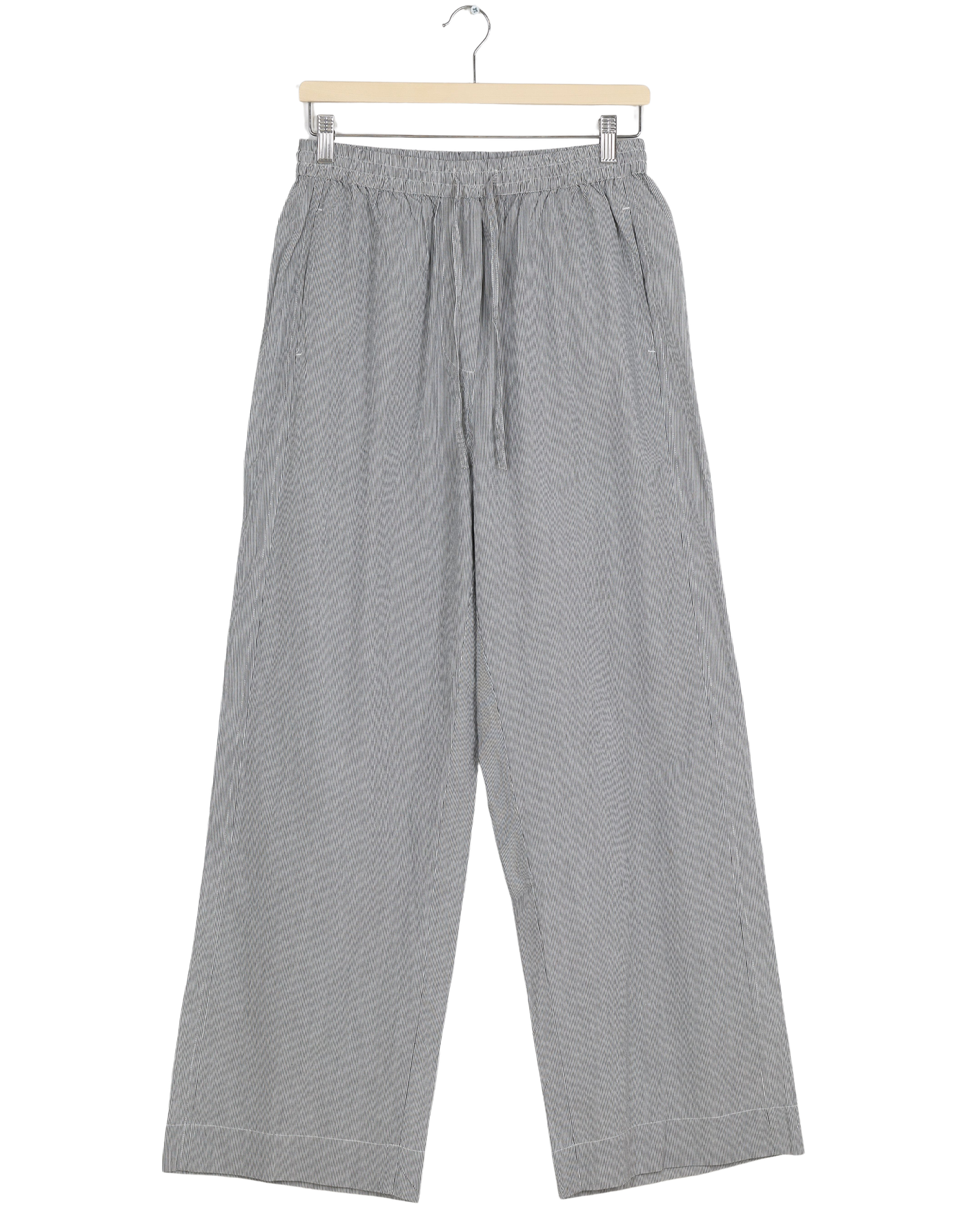 Secondhand Thilde Pant Poplin GOTS 243975 - Dark Grey/Ecru Stripe