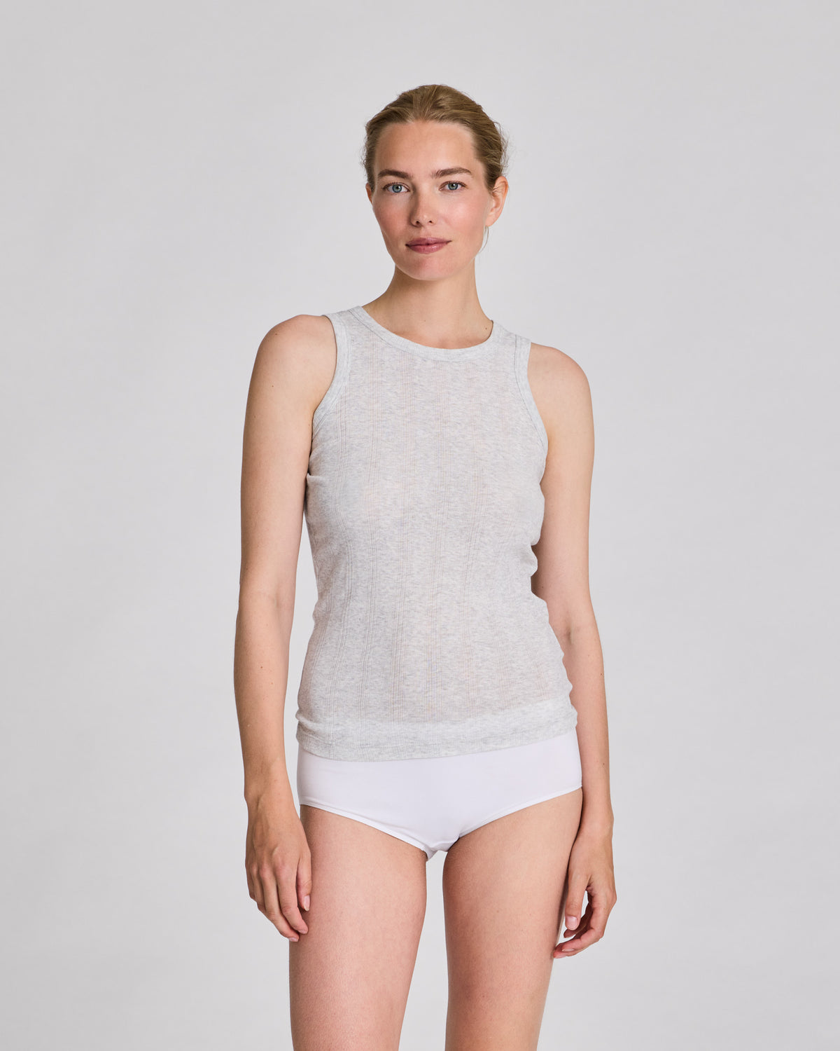 GAI+LISVA Alberte Cotton Top Tops & T-shirts 601 Light Grey Melange