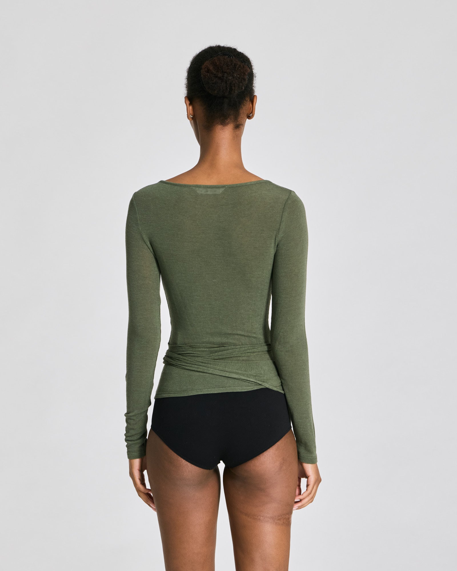 GAI+LISVA Anne Wool Wrap Top Tops & T-shirts 170 Olive Night