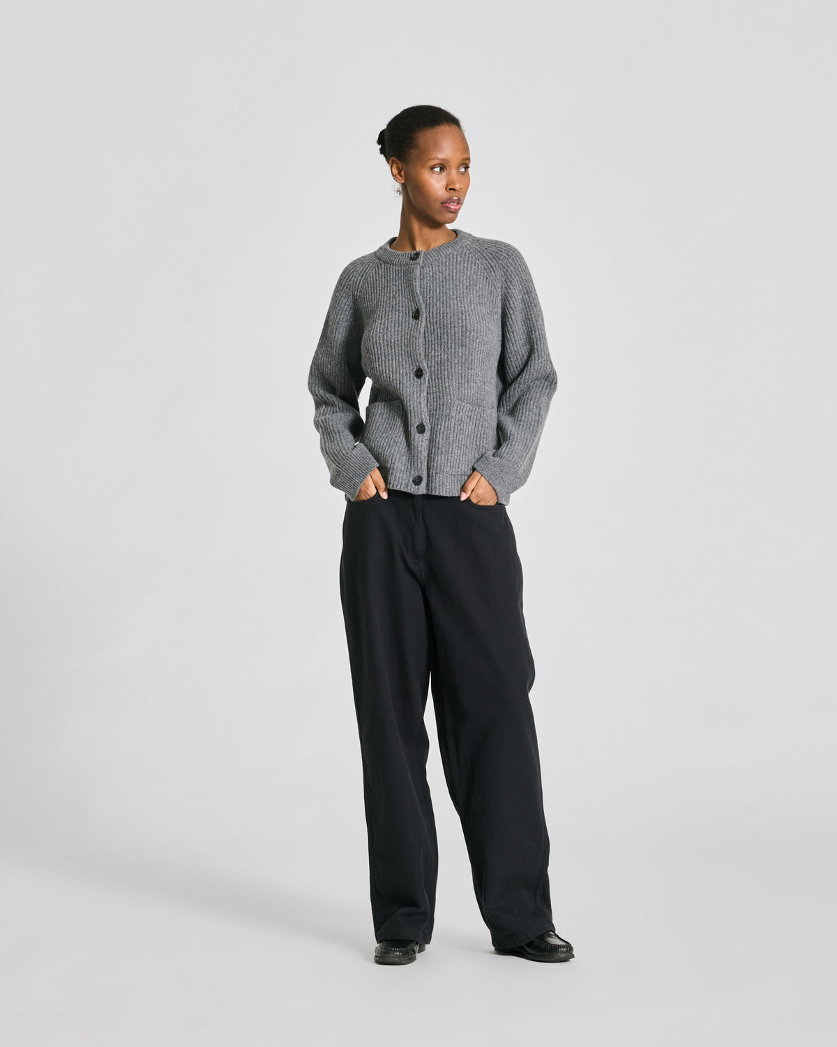 LISVA Augusta L/S Cardigan Lambswool Knit Lambswool l Knitwear 631 Grafitti Grey Melangé