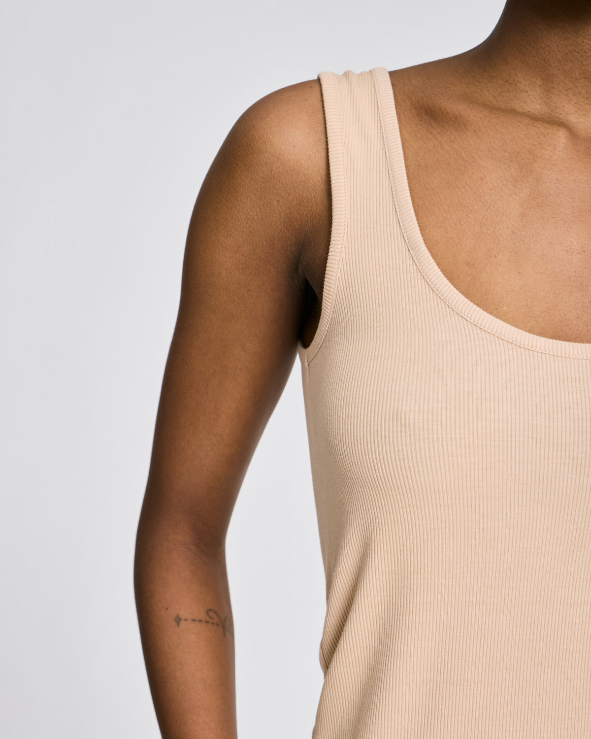 GAI+LISVA Bodil Viscose S´less Stretchable Top 2x2 Rib Tops & T-shirts 763 Oat
