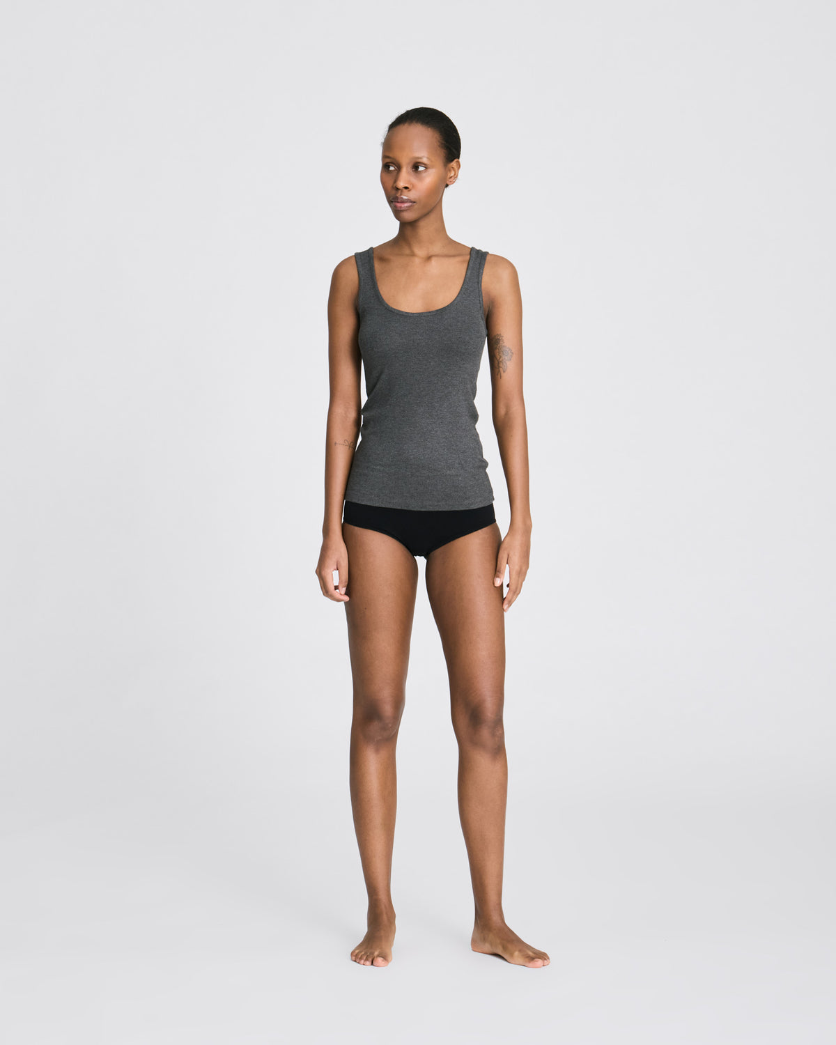 GAI+LISVA Bodil Viscose S´less Stretchable Top 2x2 Rib Tops & T-shirts 764 Dark Grey Melangé