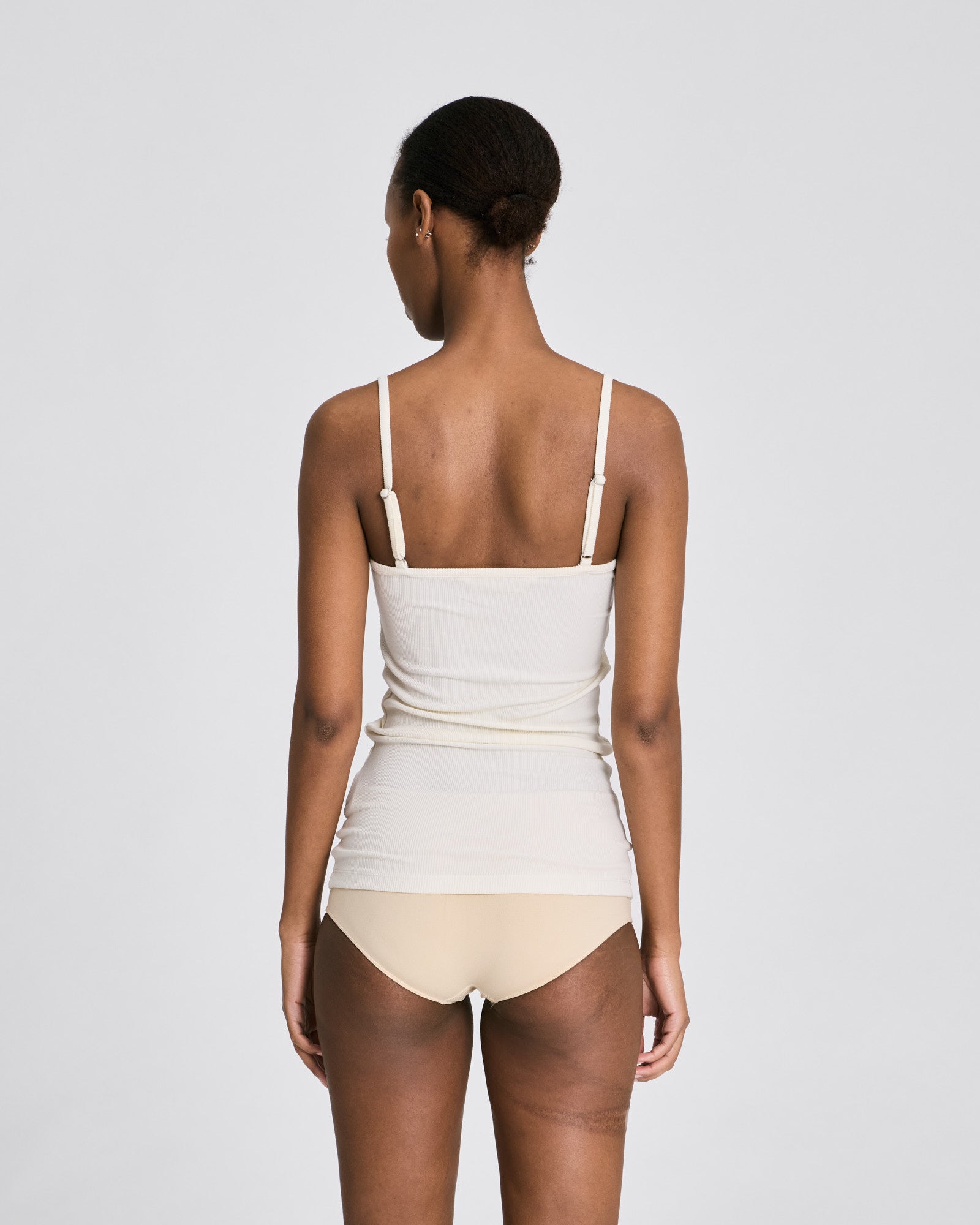 GAI+LISVA Cecilie Viscose Stretchable Strap Top 2x2 Rib Tops & T-shirts 762 Egret