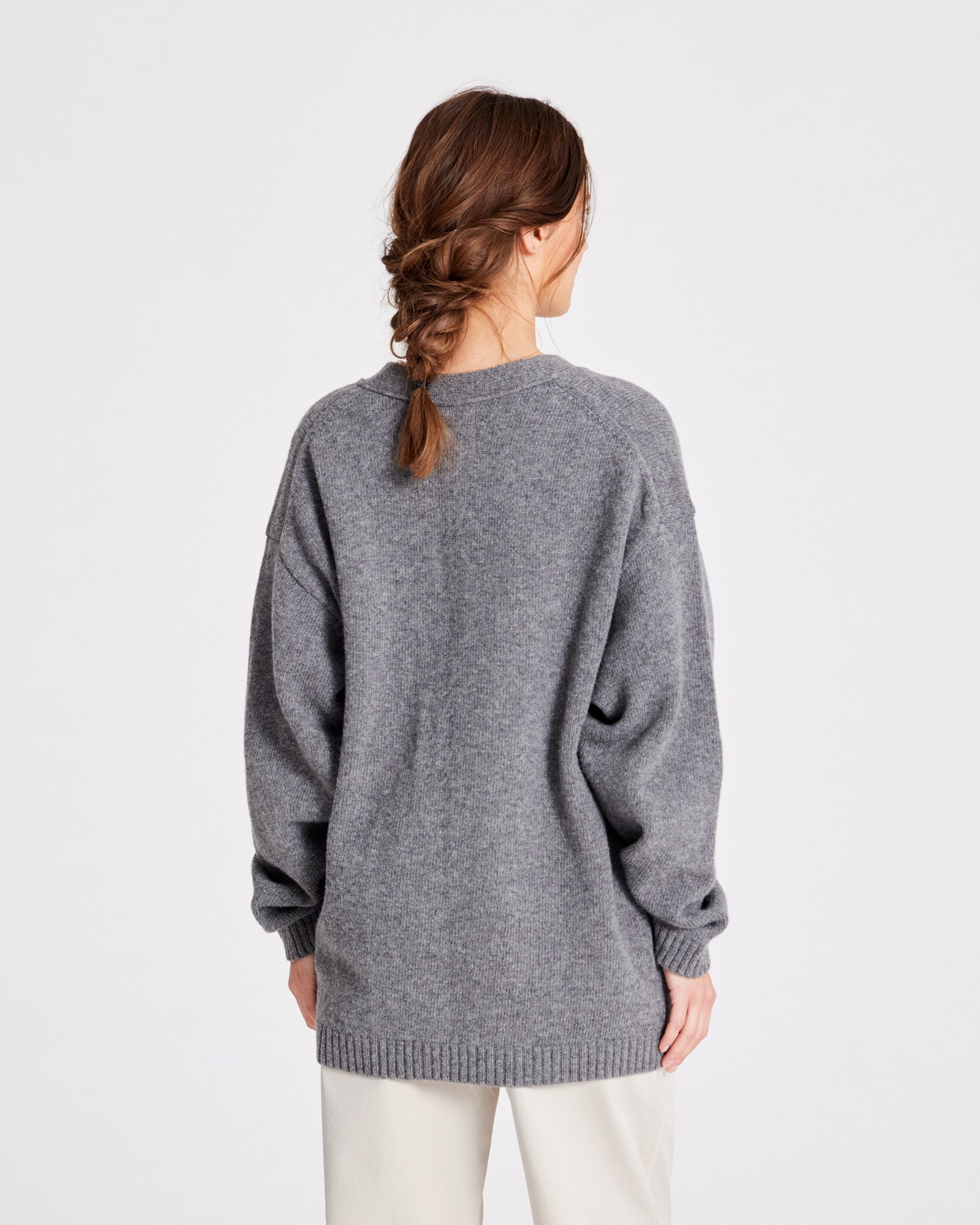 GAI+LISVA Edith Lambswool Cardigan GOTS 243975 Lambswool l Knitwear 631 Grafitti Grey Melangé