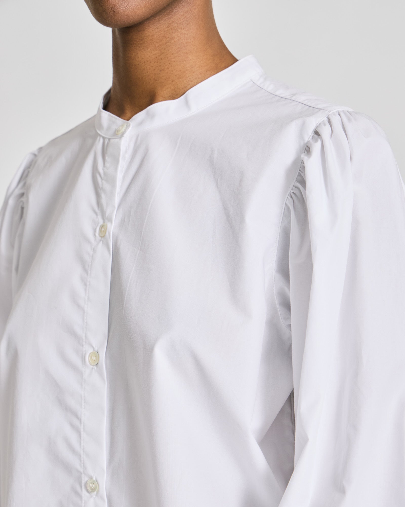 GAI+LISVA Elinor Poplin Stand Collar Shirt GOTS Shirts & Blouses 100 White