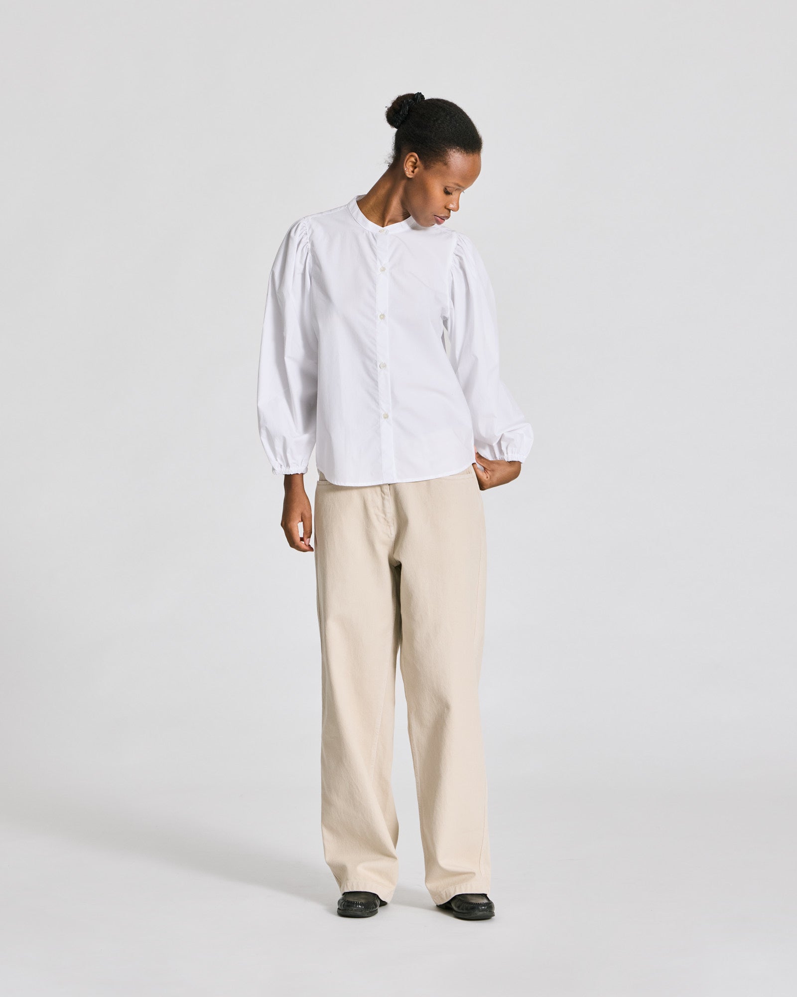 GAI+LISVA Elinor Poplin Stand Collar Shirt GOTS Shirts & Blouses 100 White