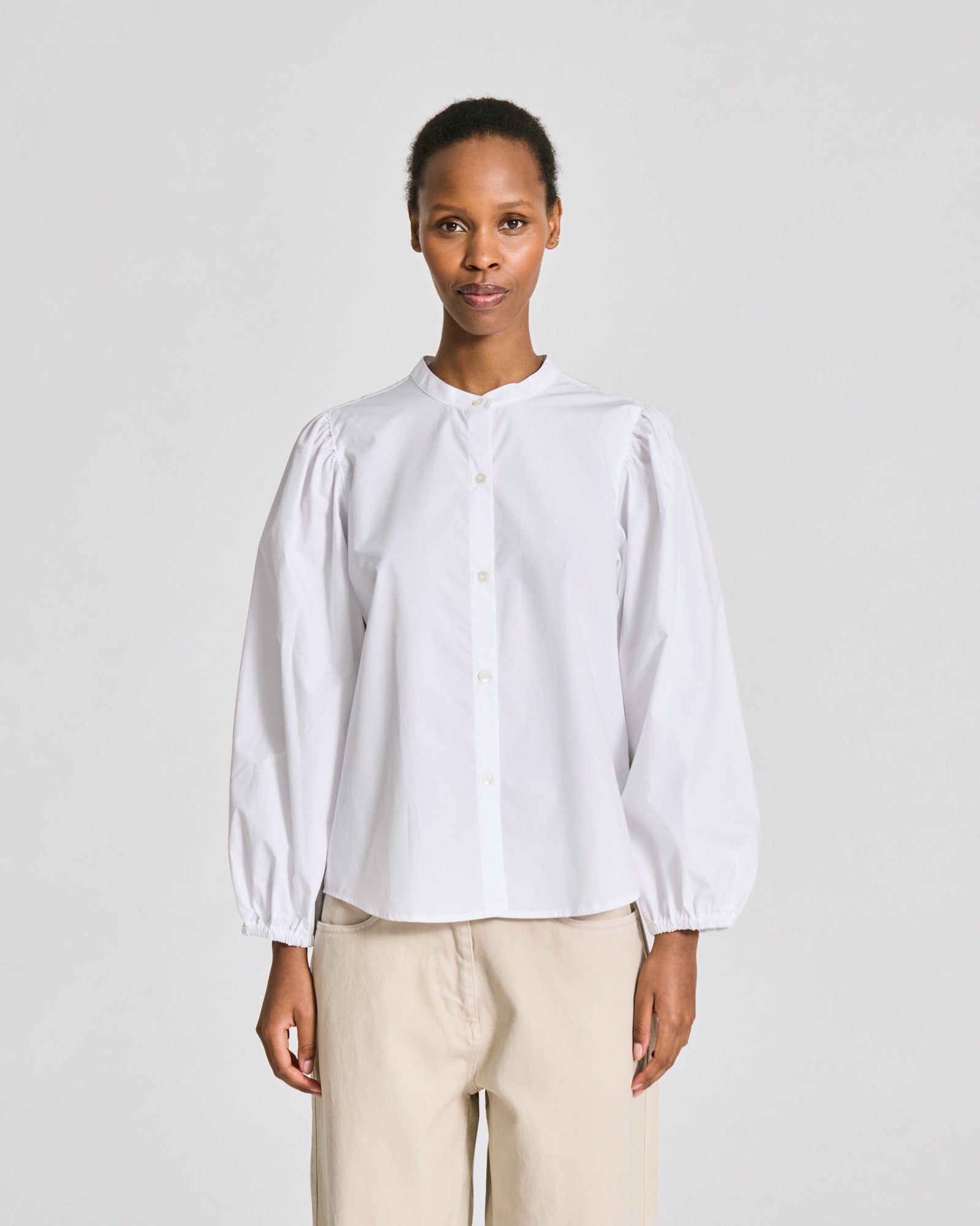 GAI+LISVA Elinor Poplin Stand Collar Shirt GOTS Shirts & Blouses 100 White