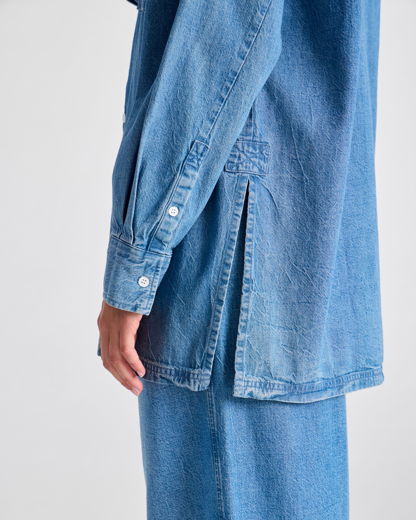 GAI+LISVA Else L/S Cotton Denim Light Washed Shirt GOTS Shirts & Blouses 710 Blue Denim