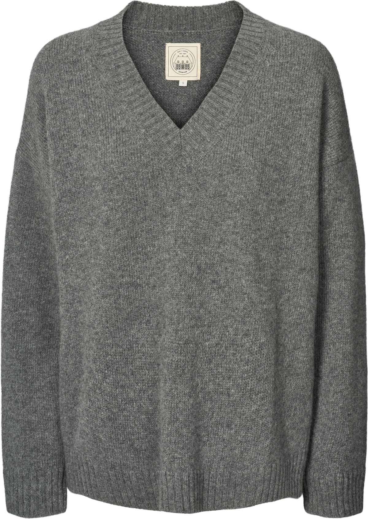 LISVA Elvira Lambswool V-neck Knit Lambswool l Knitwear 631 Grafitti Grey Melangé