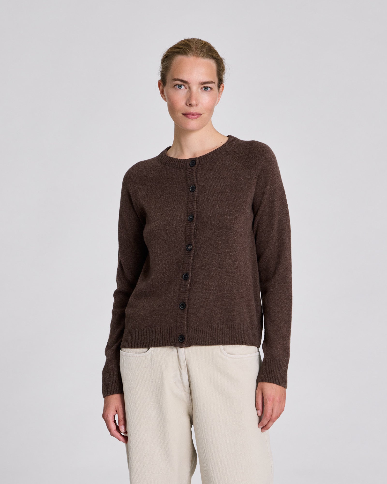 GAI+LISVA Gry L/S Cardigan Lambswool Knit Lambswool l Knitwear 676 Major Brown