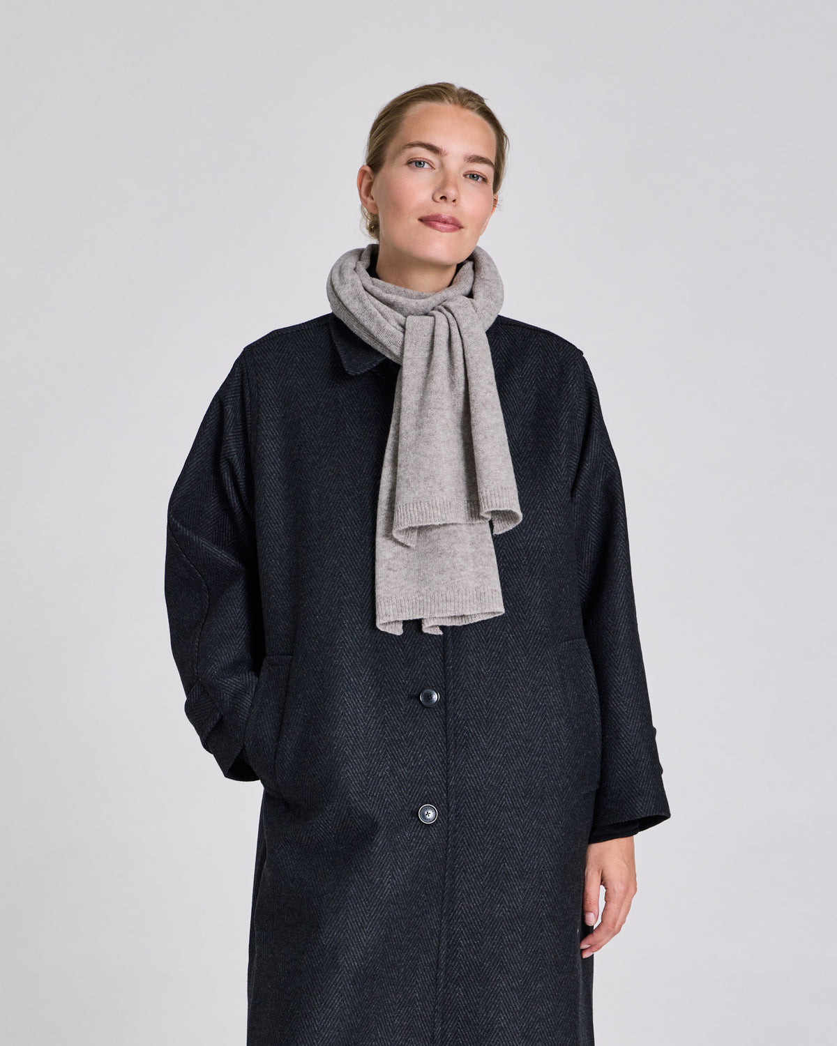 LISVA Gunvor Lambswool Knit Scarf Lambswool l Knitwear 173 Stone Grey Melangé