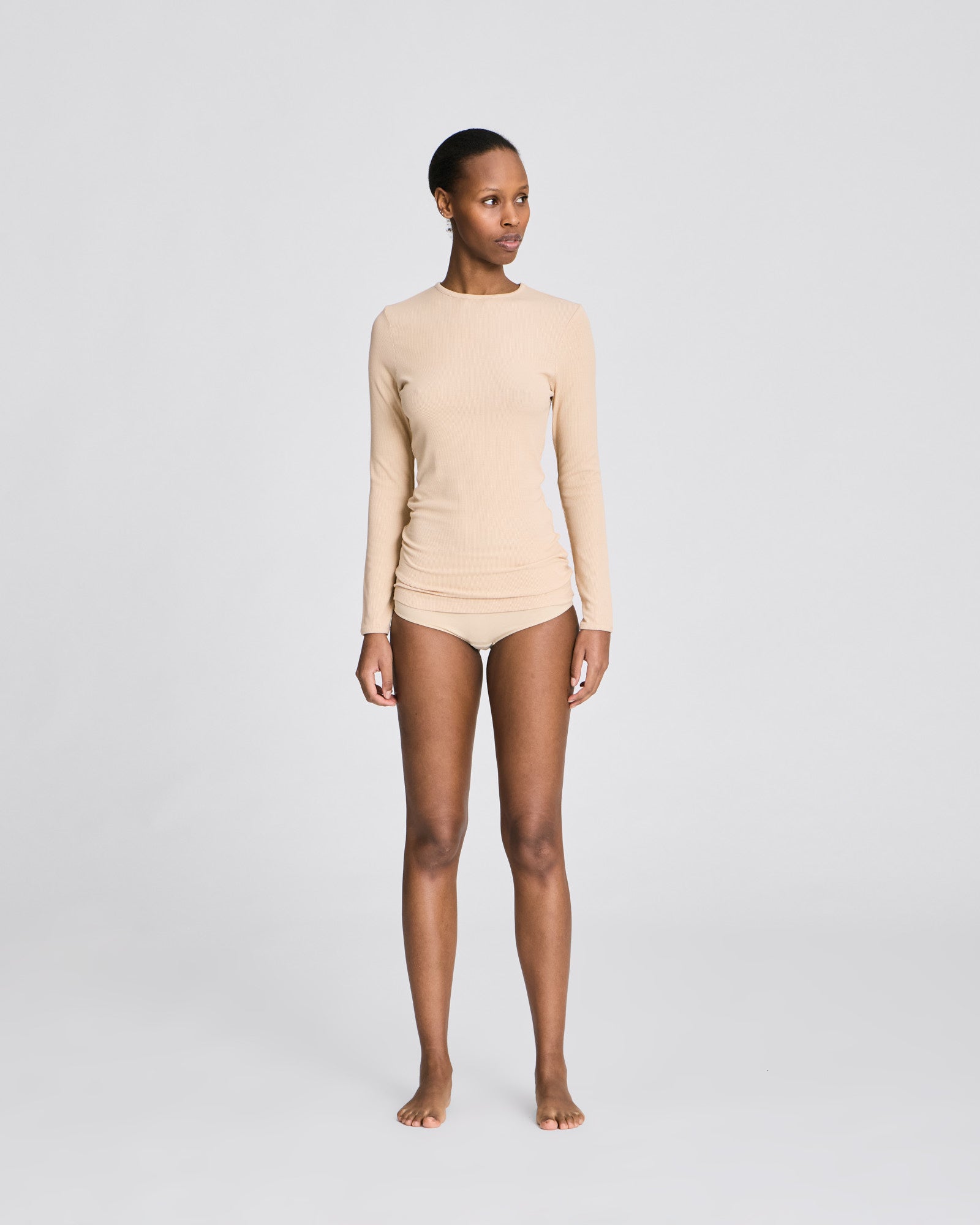 GAI+LISVA Linda L/S Viscose Stretchable Top 2x2 Rib Tops & T-shirts 763 Oat