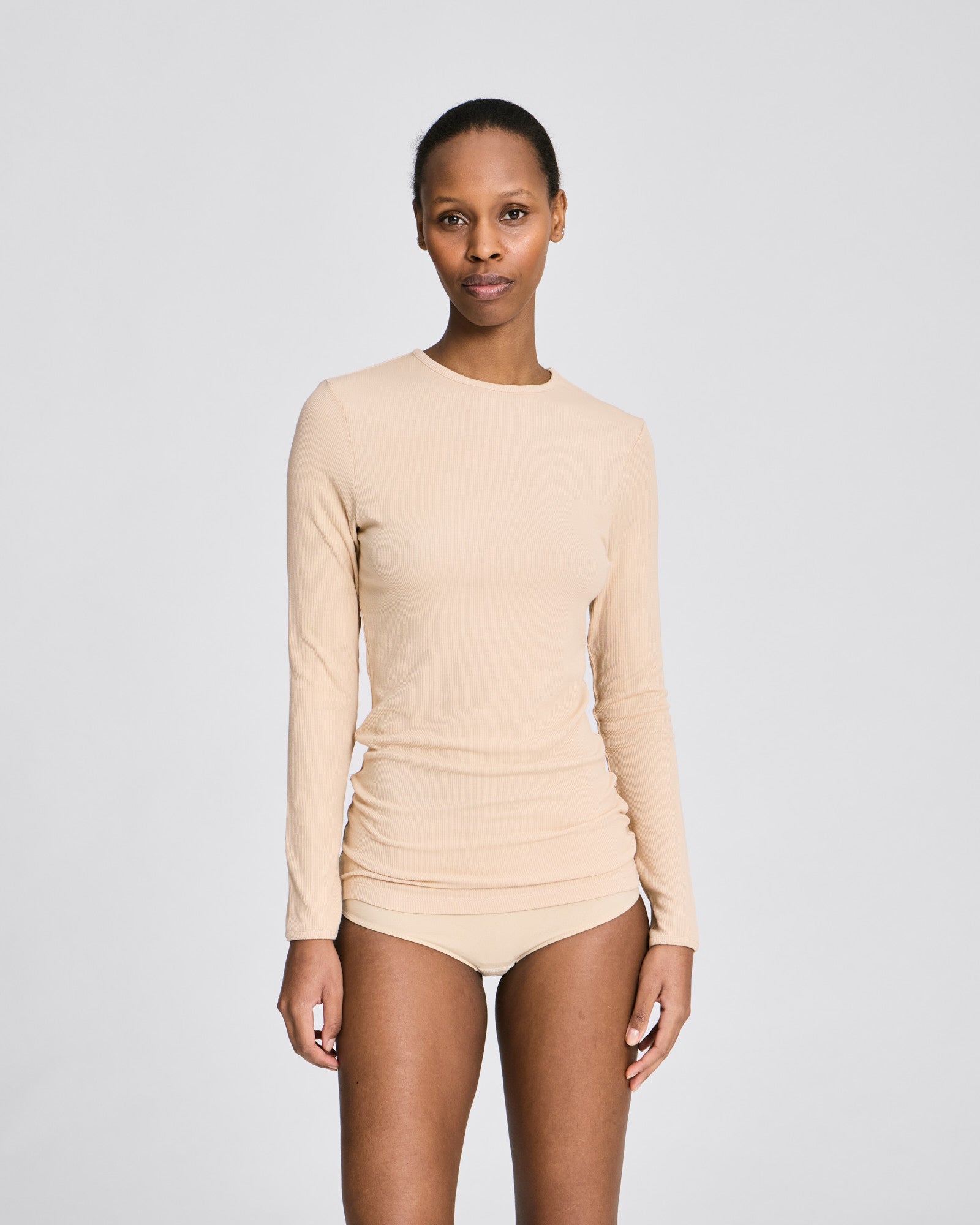 GAI+LISVA Linda L/S Viscose Stretchable Top 2x2 Rib Tops & T-shirts 763 Oat