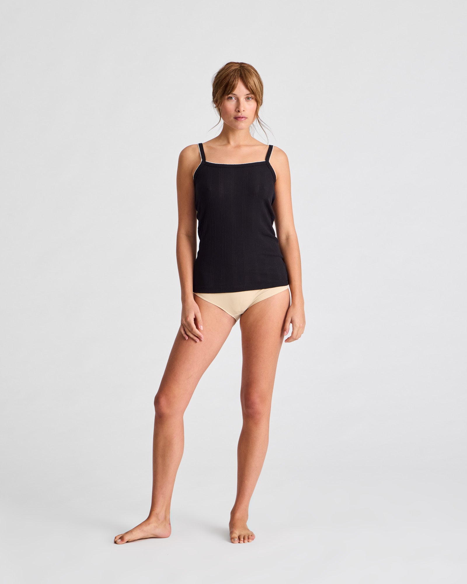 GAI+LISVA Liva Cotton Strap Top Drop Needle GOTS Tops & T-shirts 650 Black