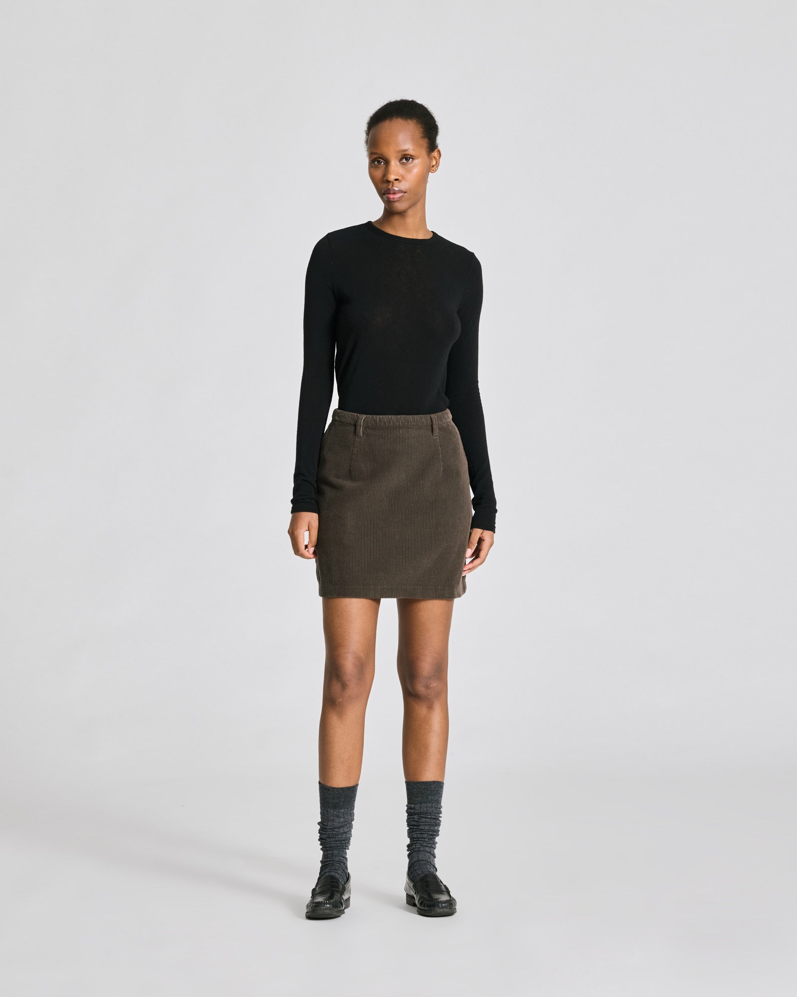 GAI+LISVA Natacha Cotton Corduroy Skirt Dresses & Skirts 651 Black Olive