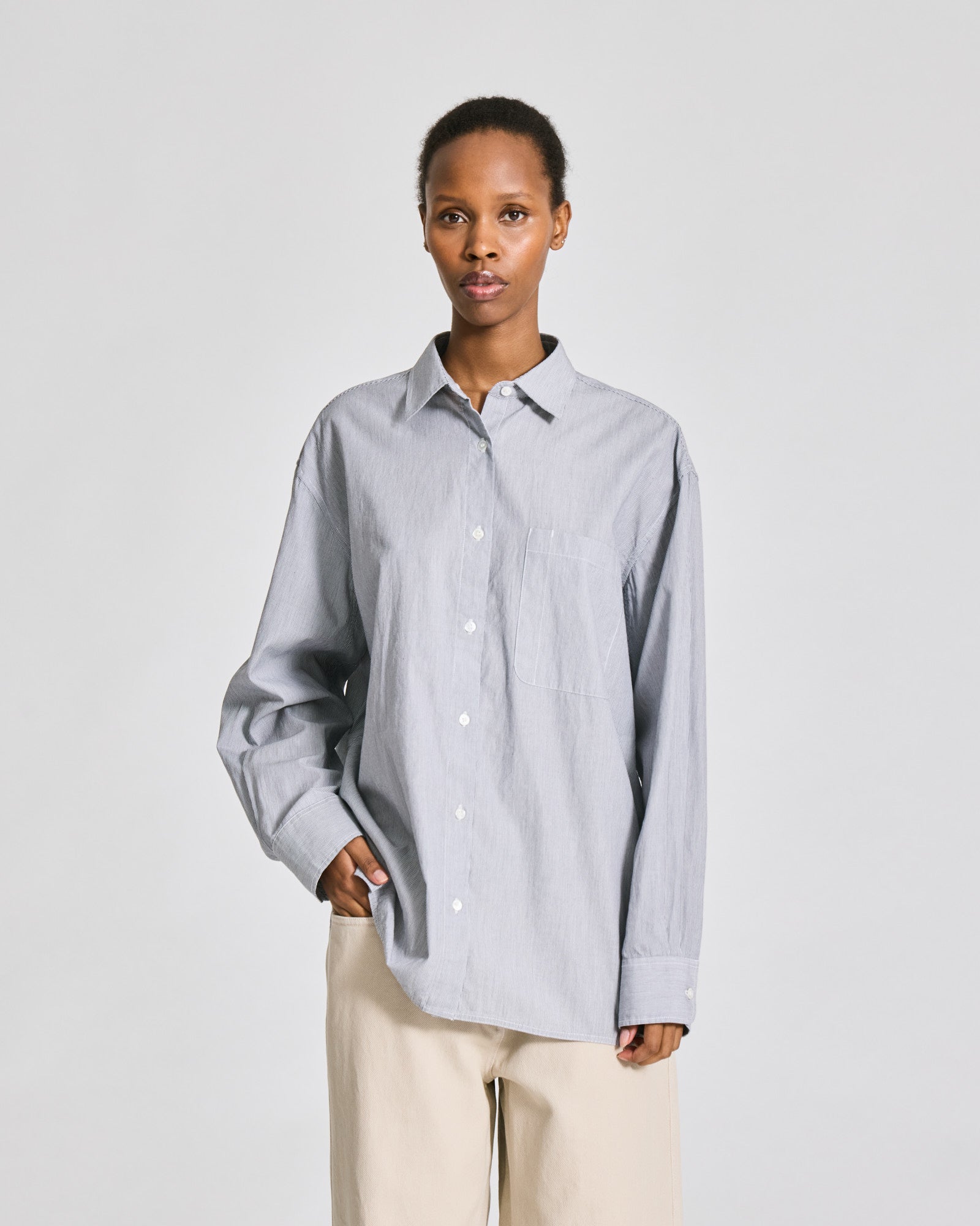 GAI+LISVA Nikoline Striped L/S Poplin Shirt Shirts & Blouses 855 White/Blue