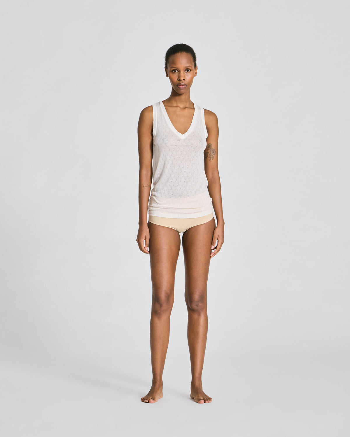 GAI+LISVA Ottelia V-neck S´less Silk Top Tops & T-shirts 150 Off White