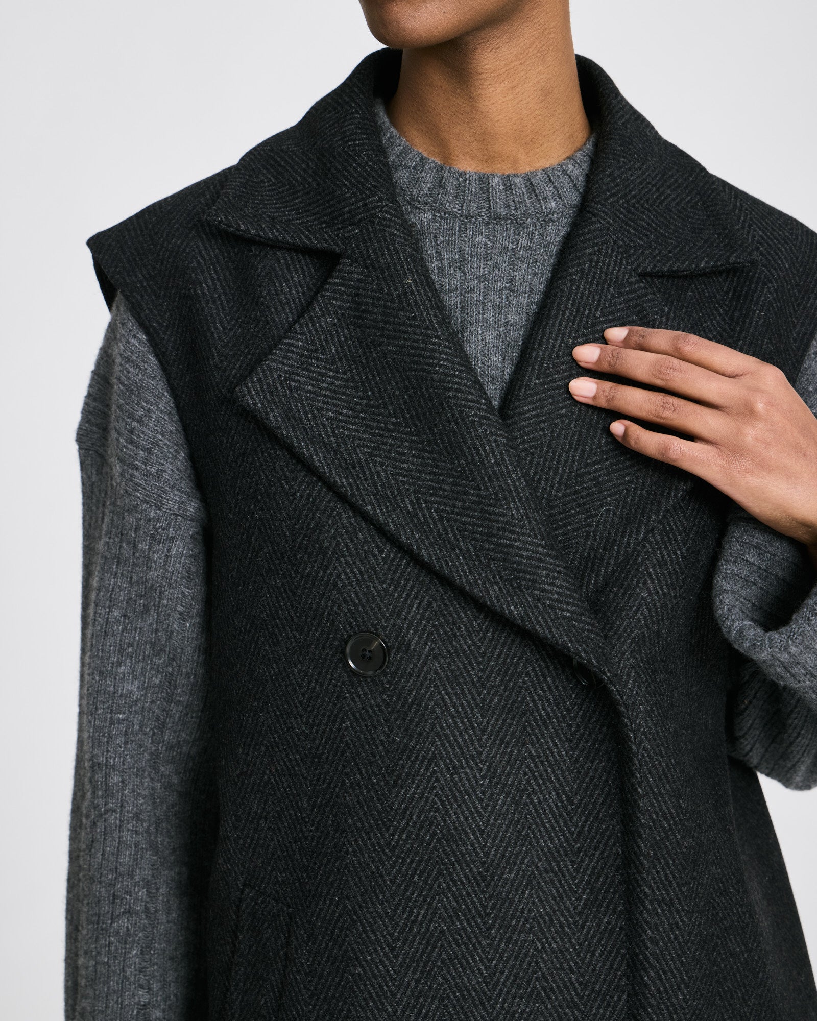 GAI+LISVA Petra Vest Outerwear 614 Dark Grey Melange