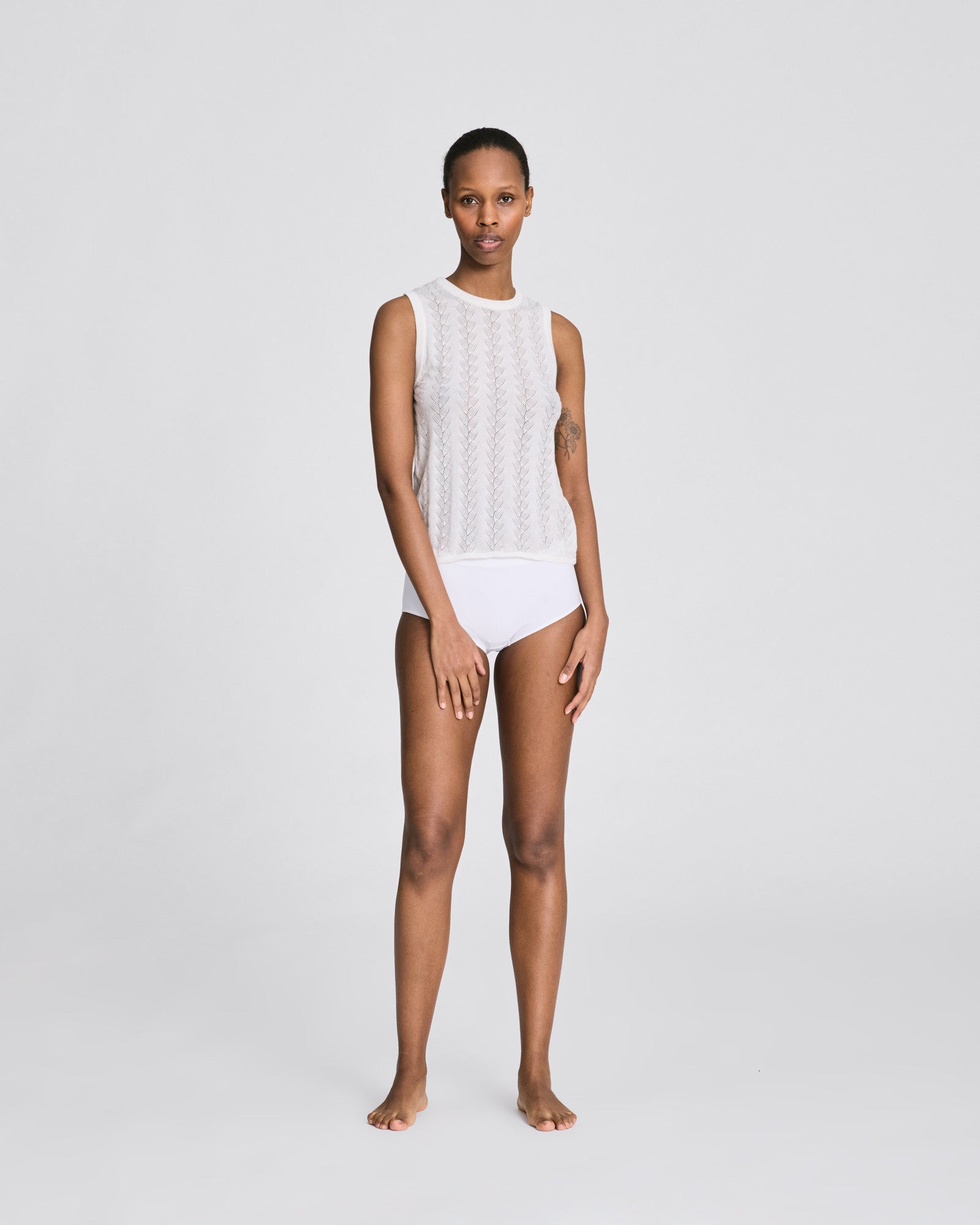 GAI+LISVA Sofie Butterfly Knit Top - GOTS Cotton l Knitwear 100 White