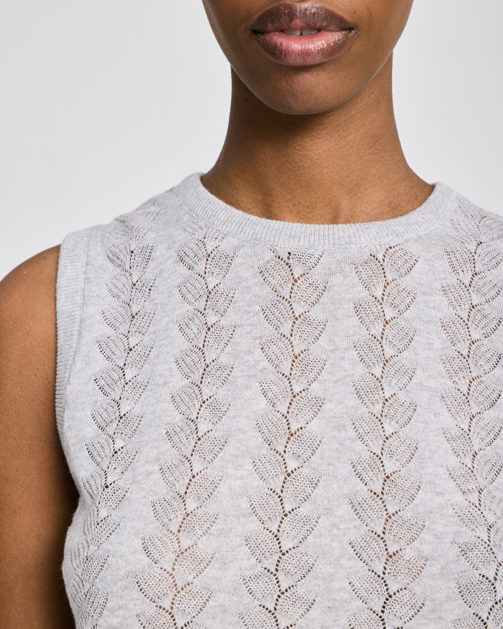 GAI+LISVA Sofie Butterfly Knit Top - GOTS Cotton l Knitwear 601 Light Grey Melange