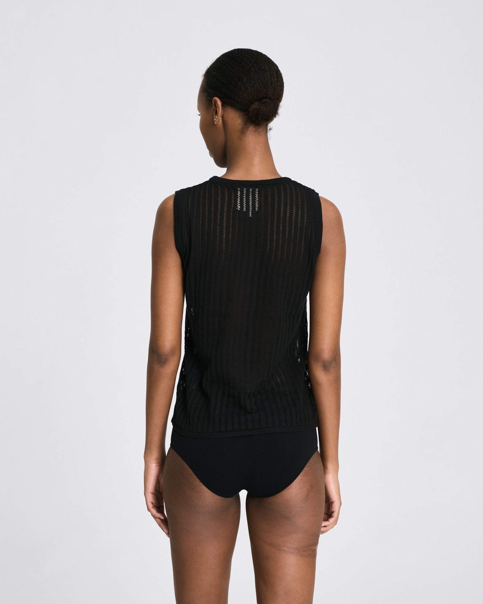 GAI+LISVA Sofie Fishbone Pointel Knit Top - GOTS Cotton l Knitwear 650 Black