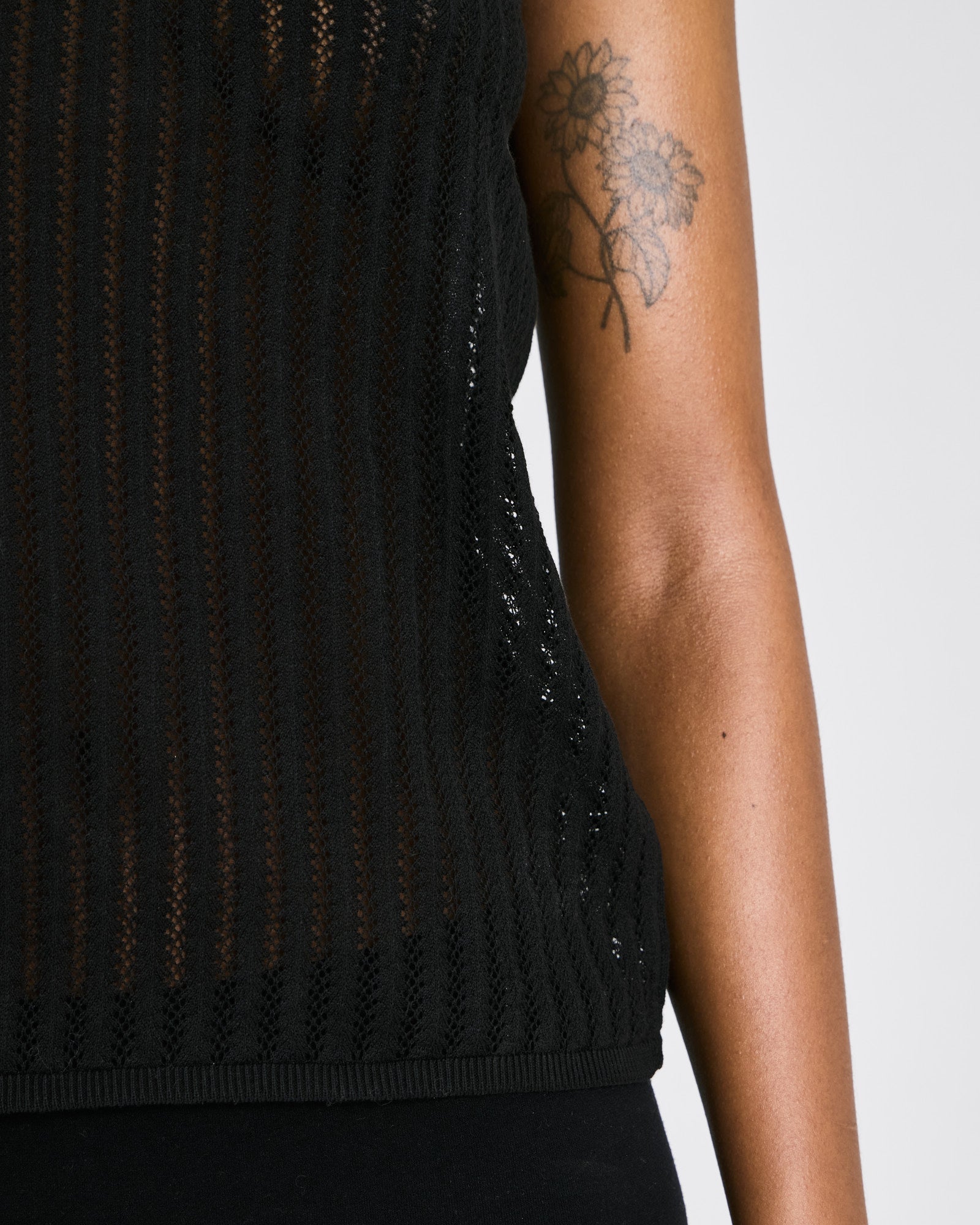 GAI+LISVA Sofie Fishbone Pointel Knit Top - GOTS Cotton l Knitwear 650 Black