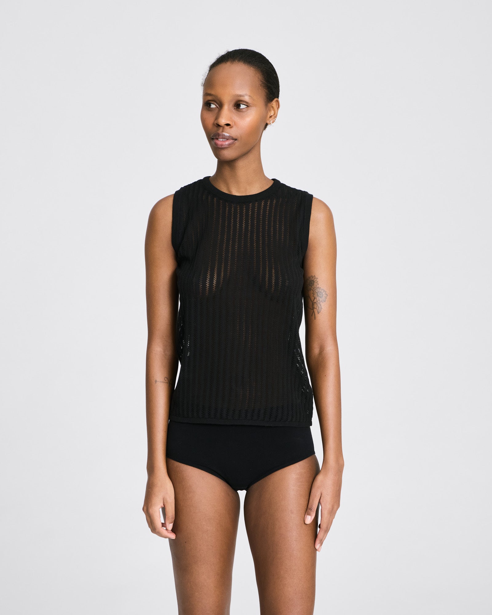 GAI+LISVA Sofie Fishbone Pointel Knit Top - GOTS Cotton l Knitwear 650 Black