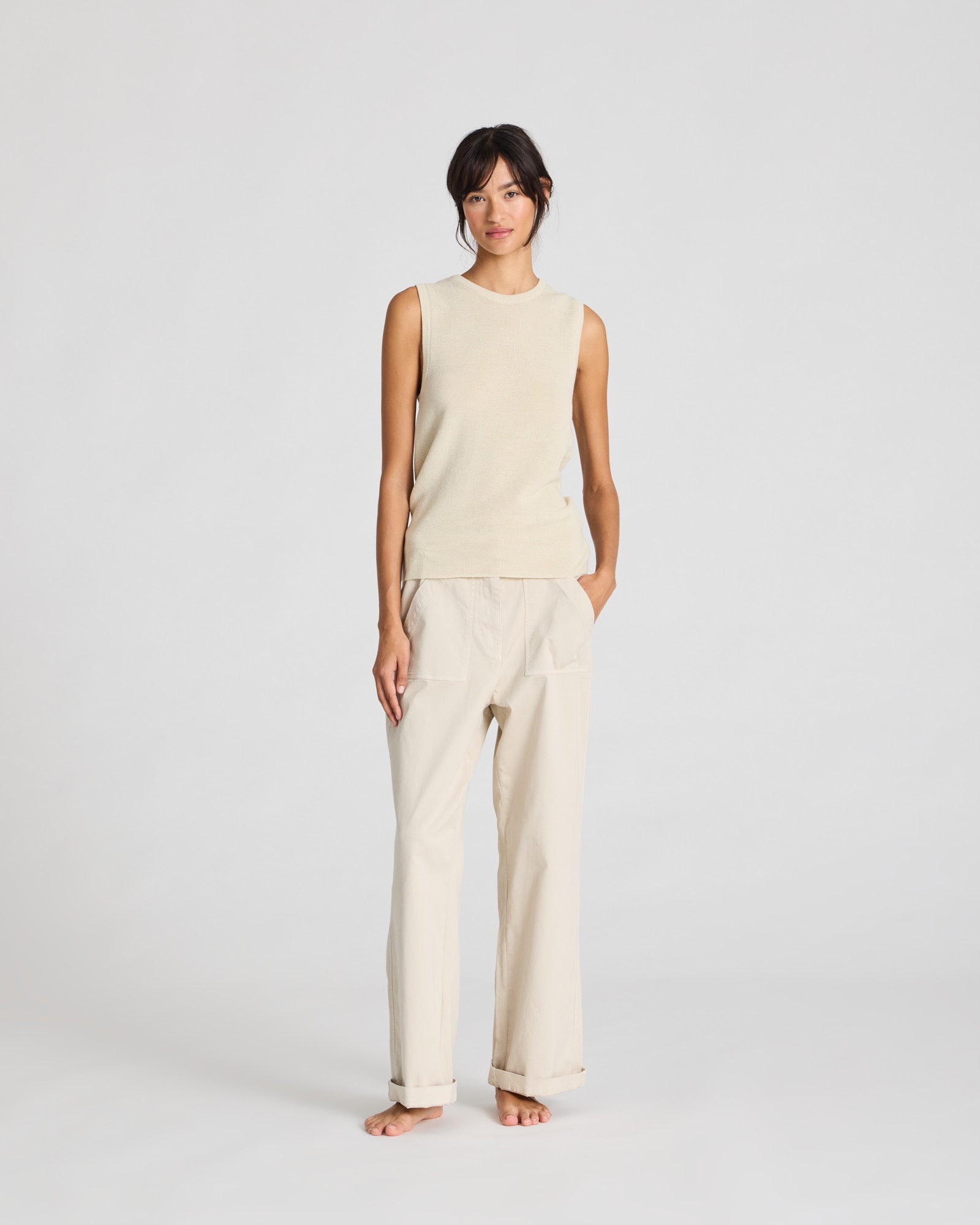 GAI+LISVA Sofie Knit Tank GOTS 243975 Knitwear 151 Ecru