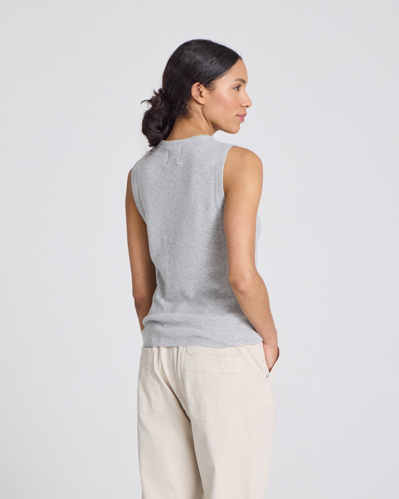 GAI+LISVA Sofie Knit Tank GOTS 243975 Knitwear 601 Light Grey Melange