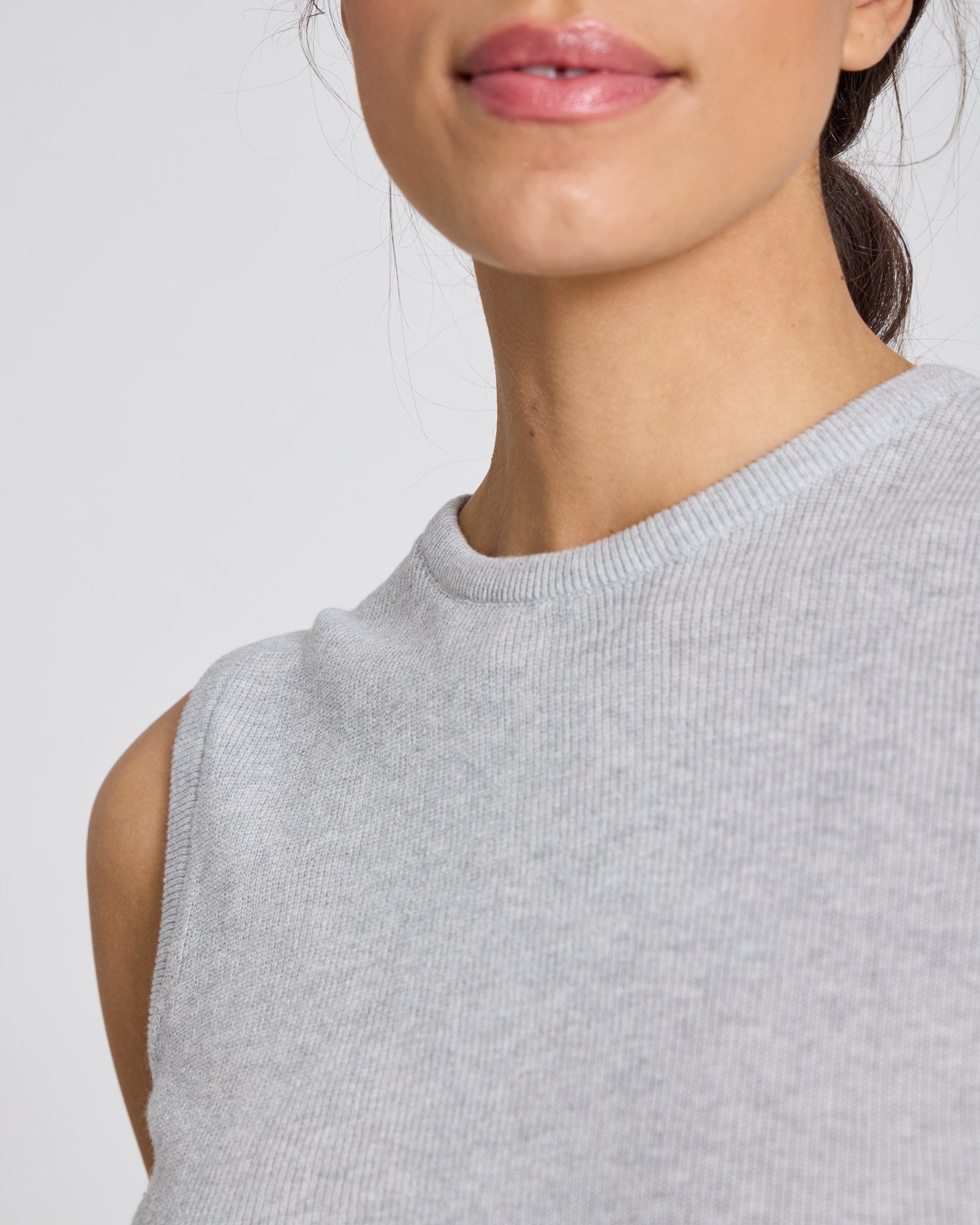 GAI+LISVA Sofie Knit Tank GOTS 243975 Knitwear 601 Light Grey Melange