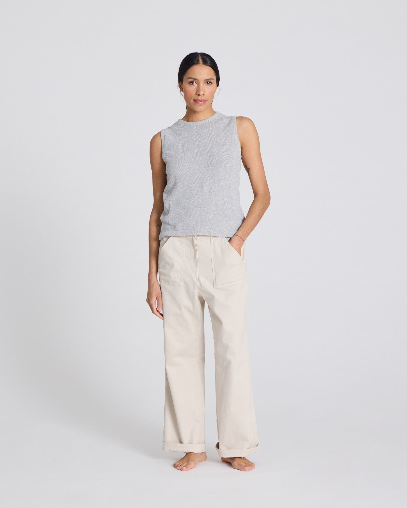 GAI+LISVA Sofie Knit Tank GOTS 243975 Knitwear 601 Light Grey Melange