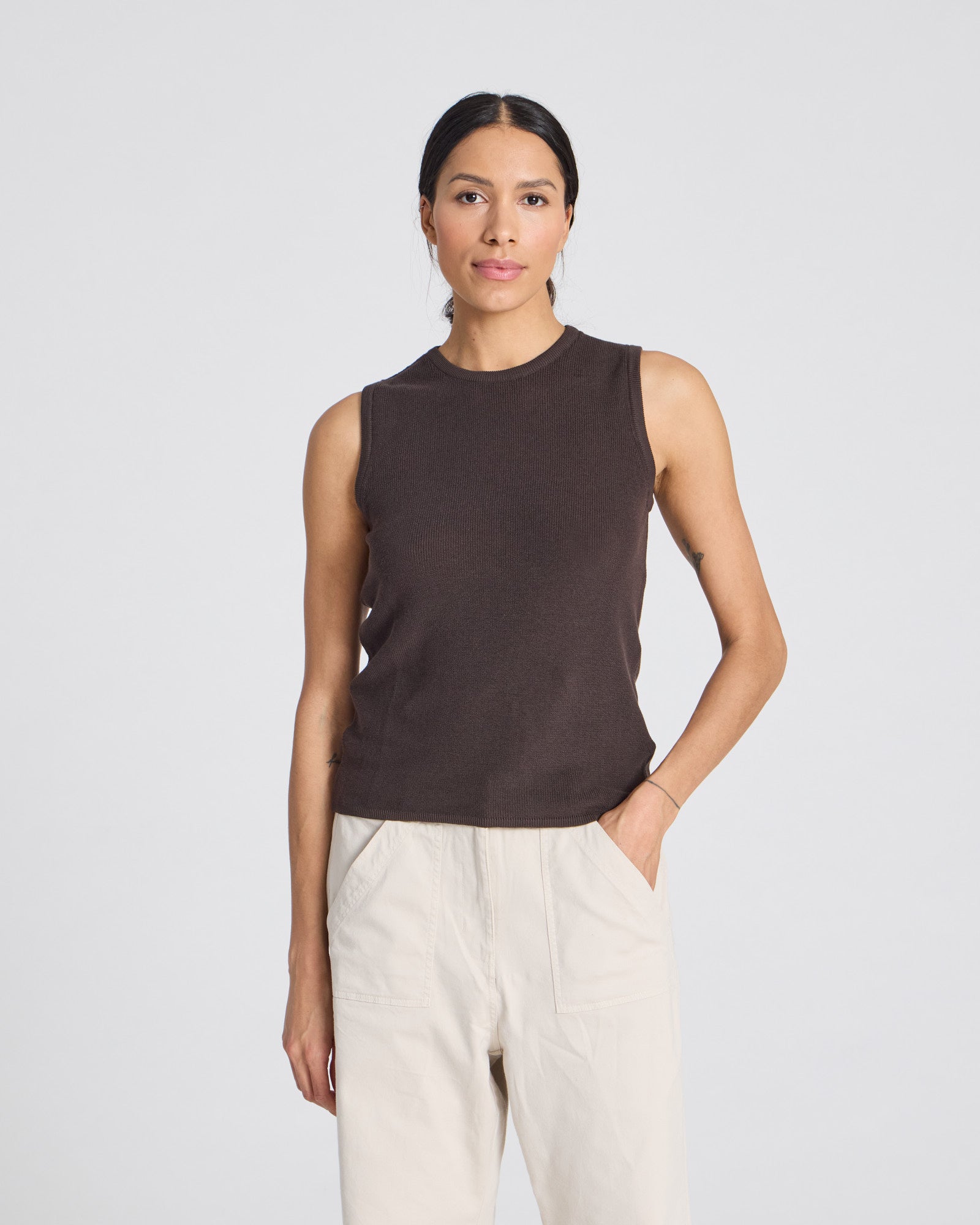 GAI+LISVA Sofie Knit Tank GOTS 243975 Cotton l Knitwear 681 Mulch