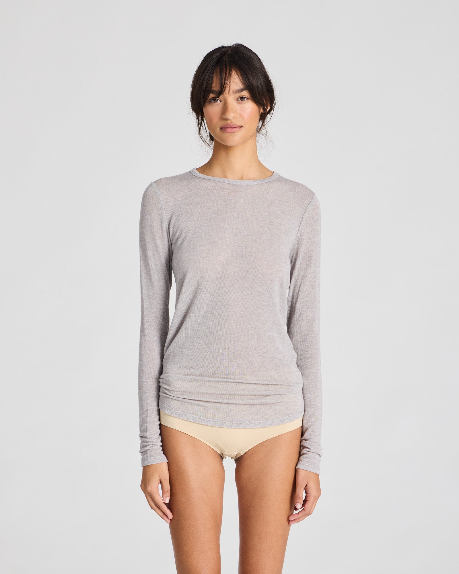 GAI+LISVA Thyra Wool Top Tops & T-shirts 601 Light Grey Melange
