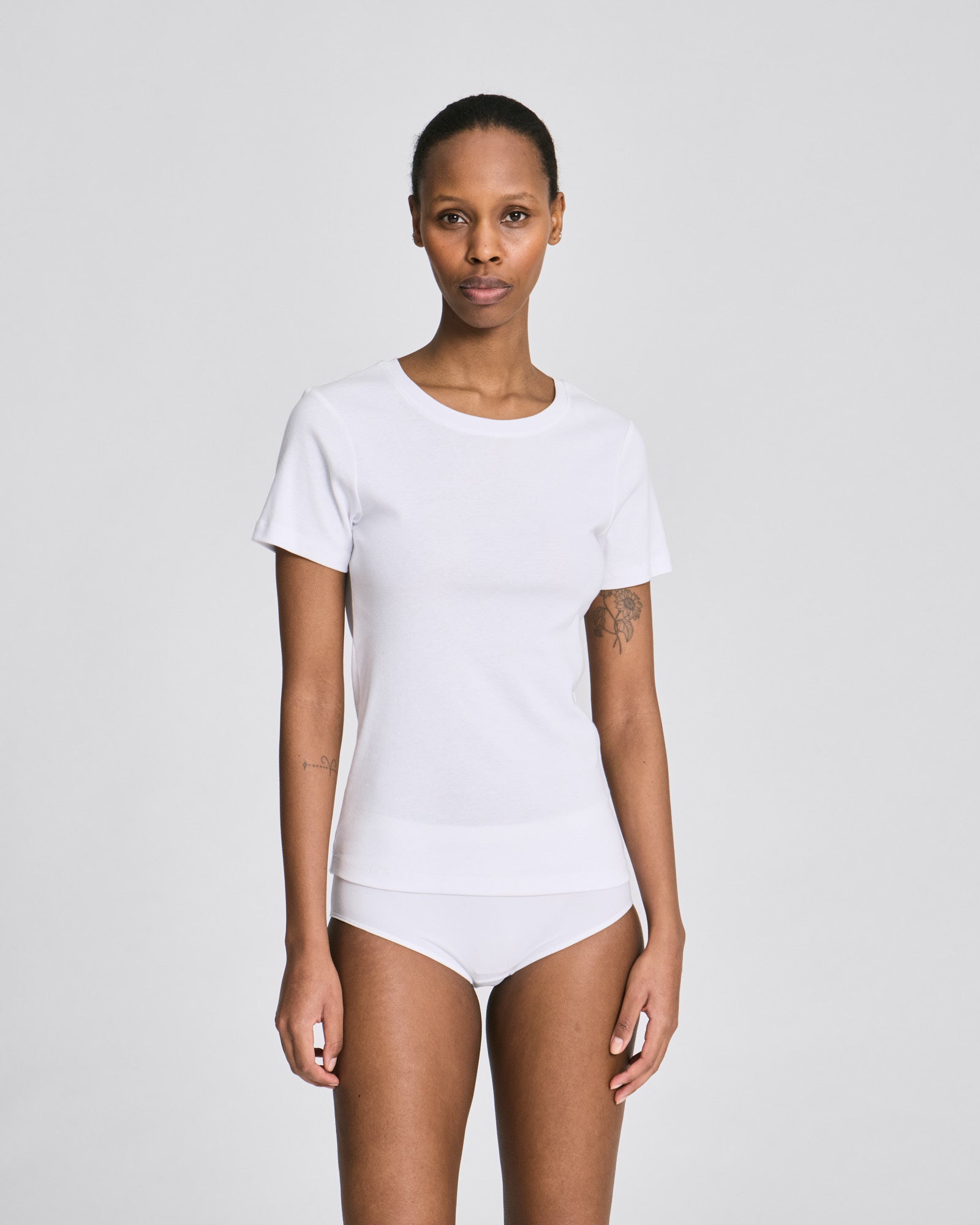 GAI+LISVA Trille Cotton Top 1x1 Rib Tee GOTS Tops & T-shirts 100 White