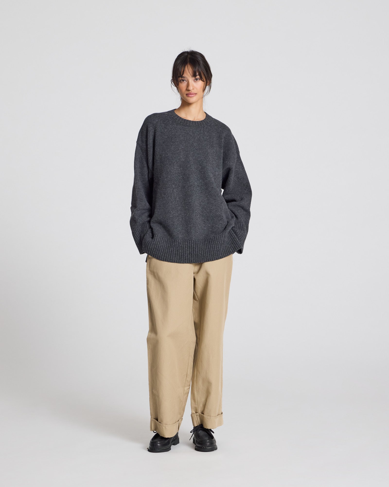 GAI+LISVA Vigga Lambswool Jumper Knit 605 Dark Grey Melangè