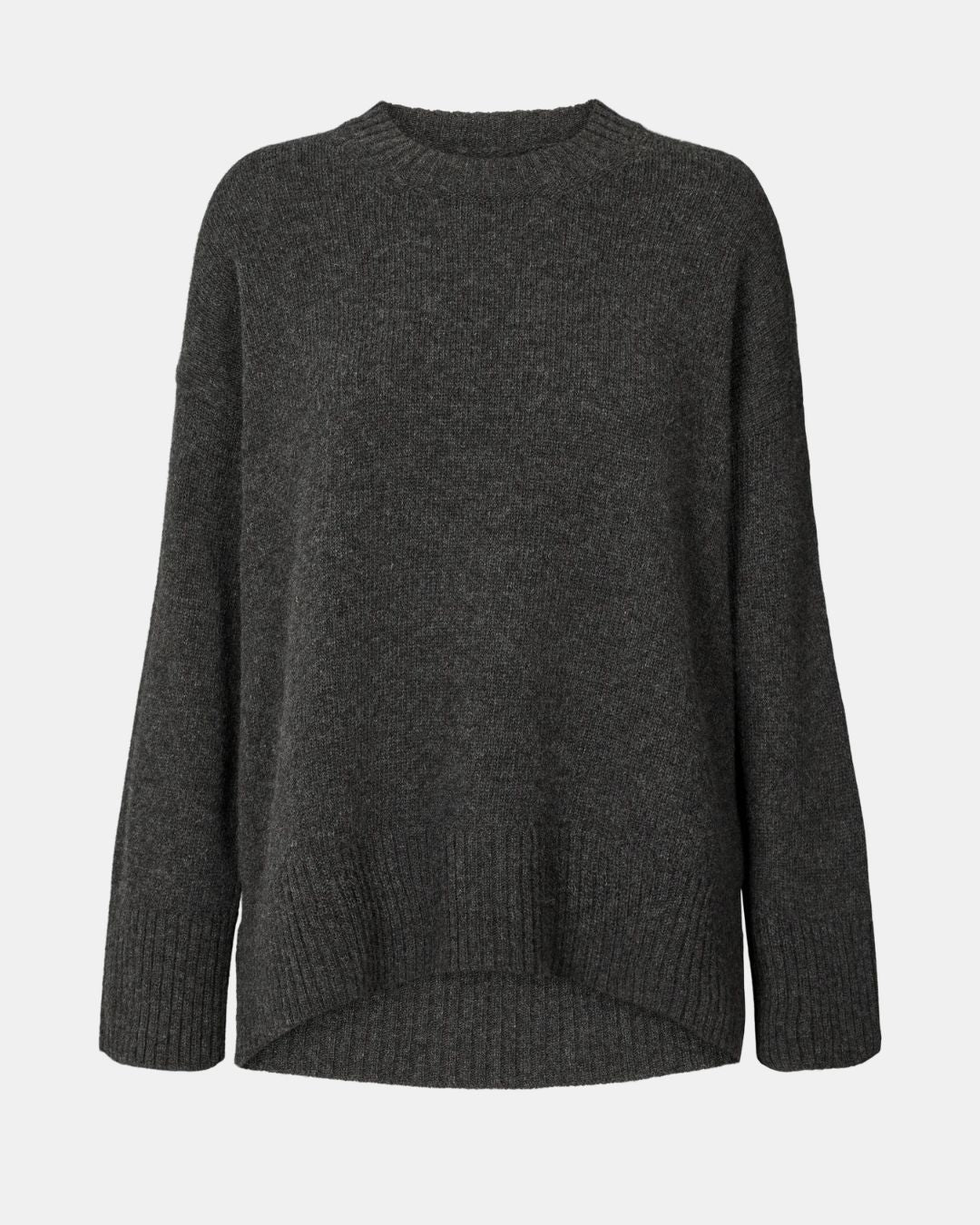 GAI+LISVA Vigga Lambswool Jumper Knit 605 Dark Grey Melangè