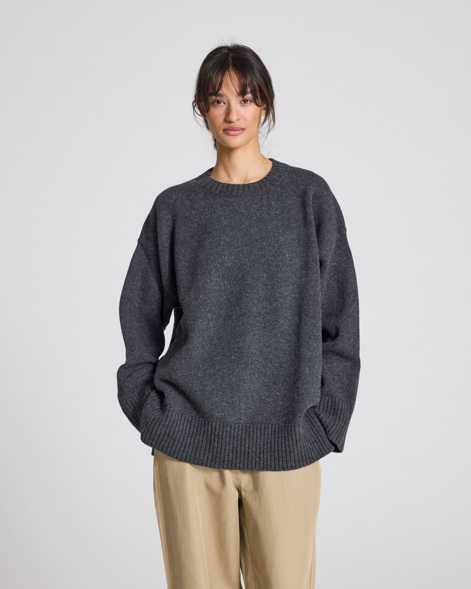 GAI+LISVA Vigga Lambswool Jumper Lambswool l Knitwear 605 Dark Grey Melangè