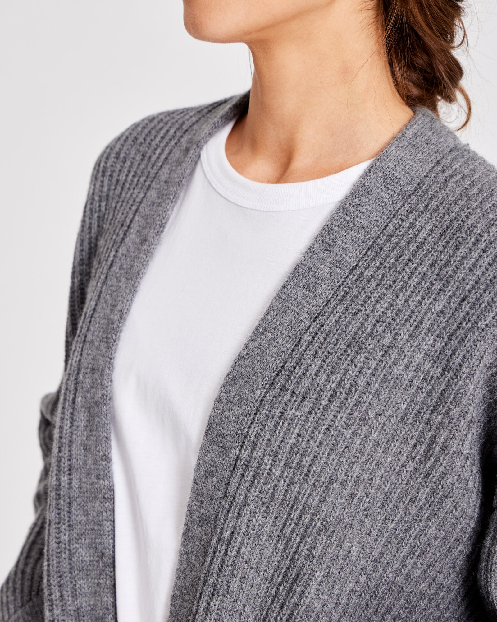 GAI+LISVA Mette Cardigan Lambswool Knit GOTS Knitwear 631 Grafitti Grey Melangé