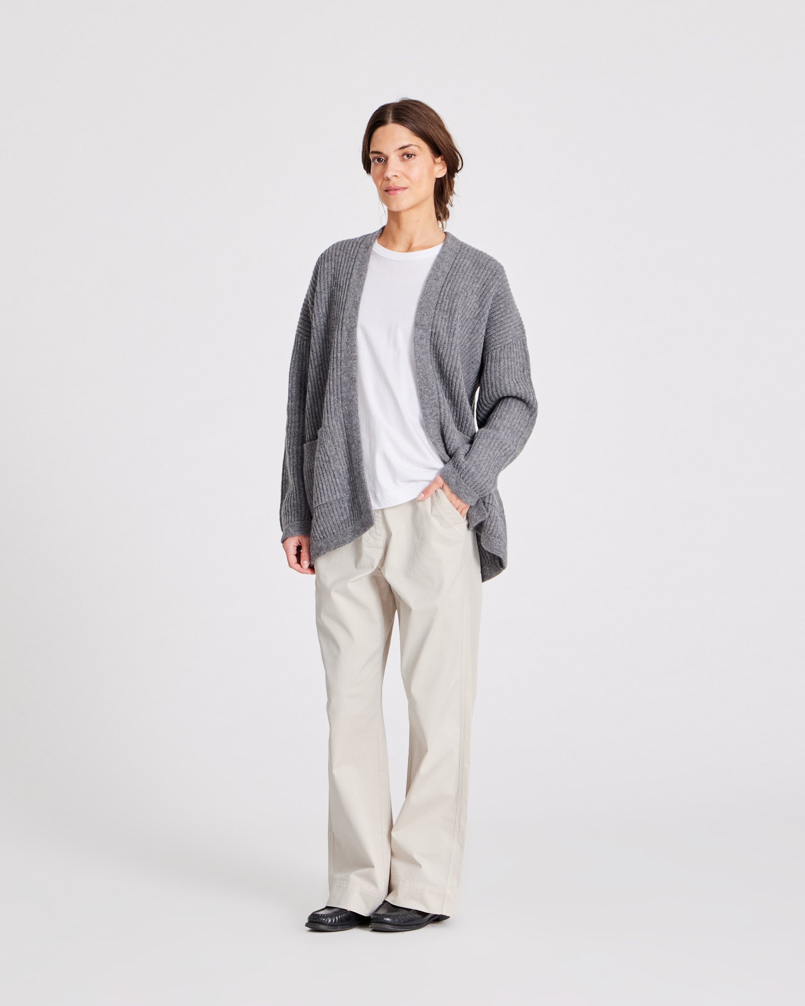GAI+LISVA Mette Cardigan Lambswool Knit GOTS Knitwear 631 Grafitti Grey Melangé