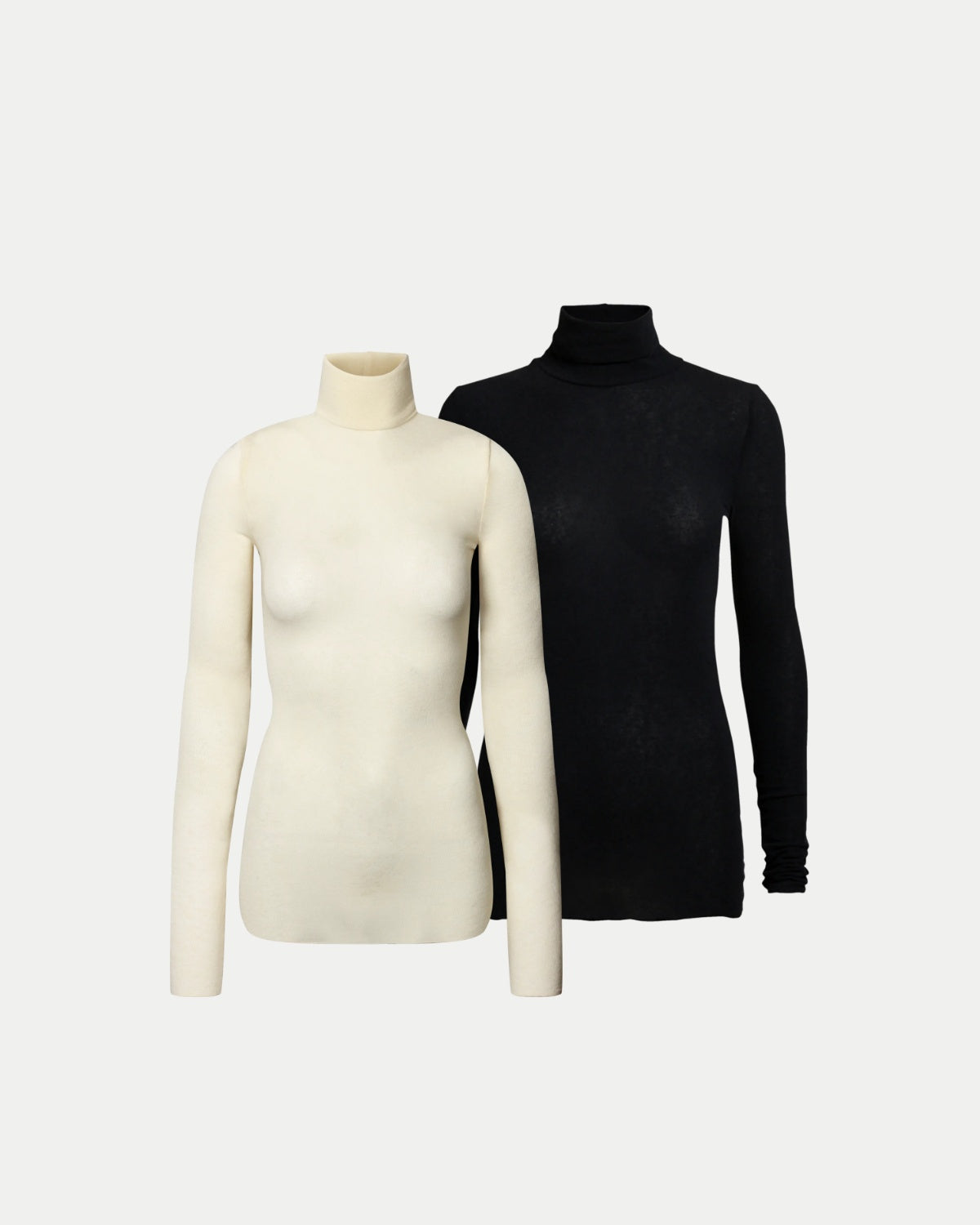 FOREVER BASIC PACK - ANNA WOOL TURTLENECK - BLACK & OFF WHITE