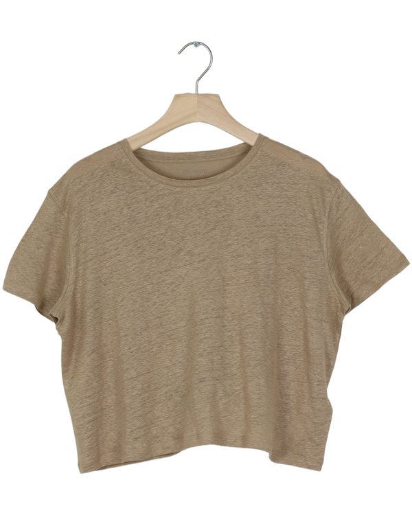 Secondhand Ivalo Linen Tee Shirt - Brown Mustard