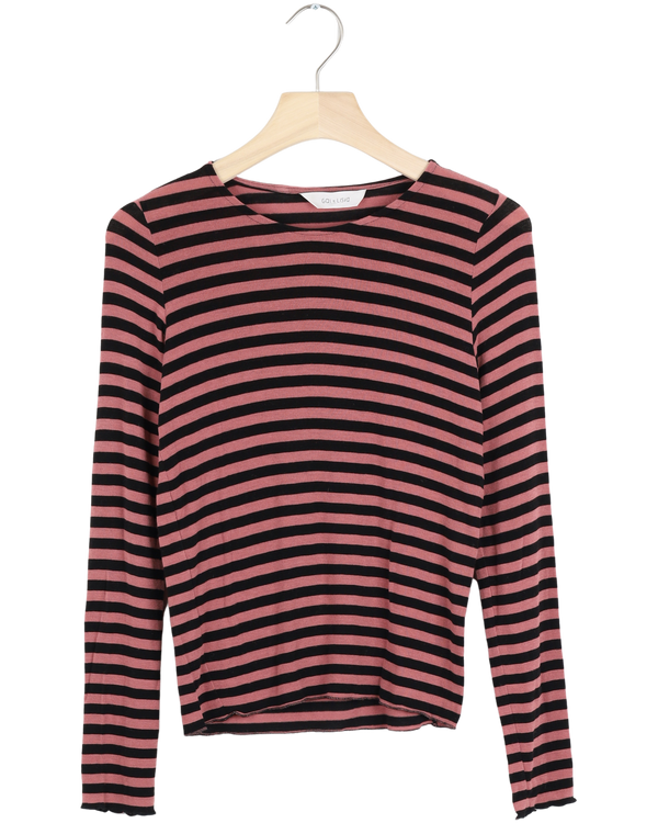 Secondhand Agnete Stribe Top - Wine and Black Stripe