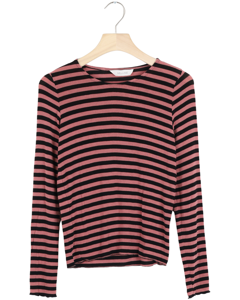 Secondhand Agnete Stribe Top - Wine and Black Stripe