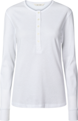 GAI+LISVA Ida Cotton 1x1 RIB Henley Tee GOTS 243975 Top 100 White