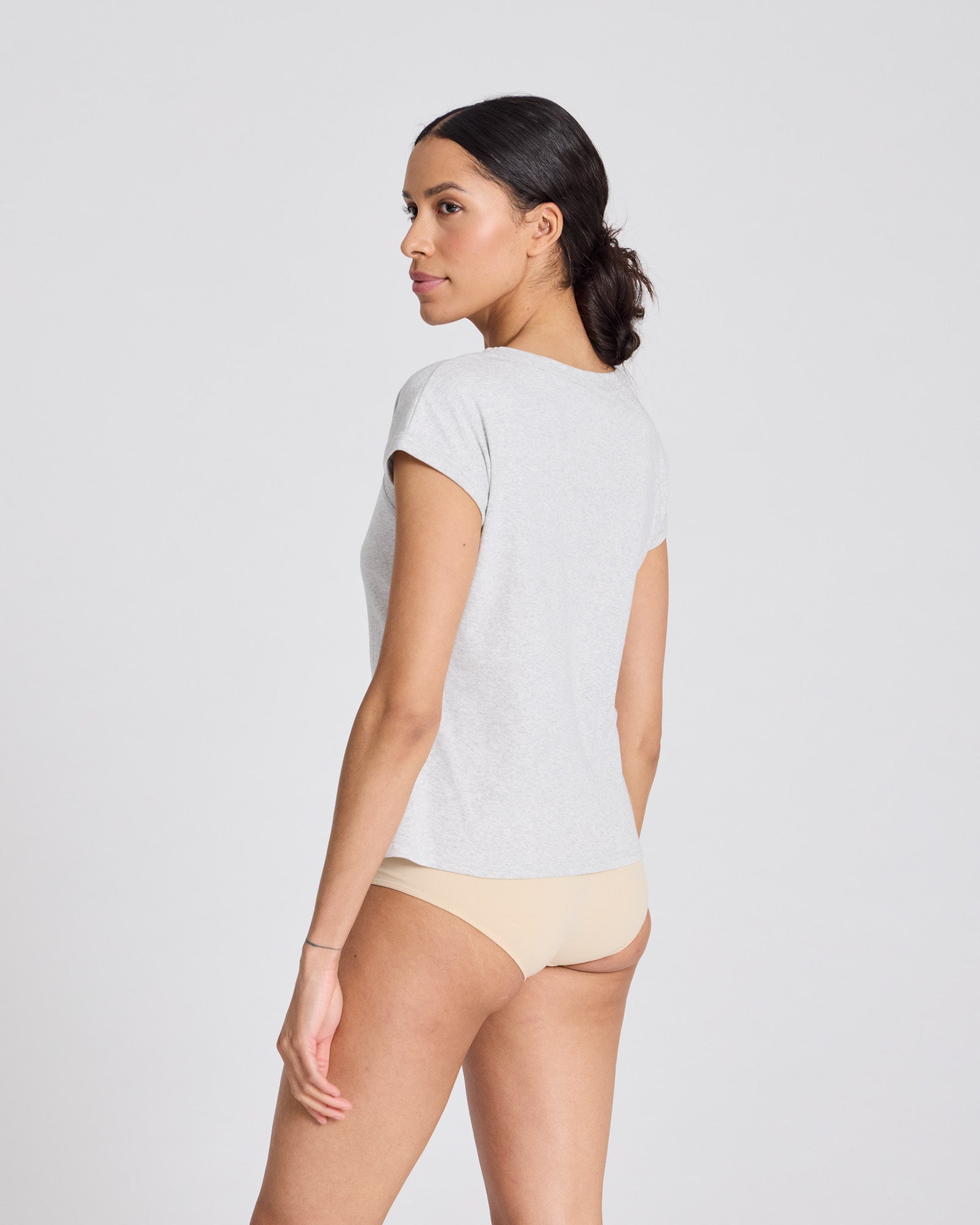 GAI+LISVA Alberte Cotton 1x1 RIB Top Top 601 Light Grey Melange