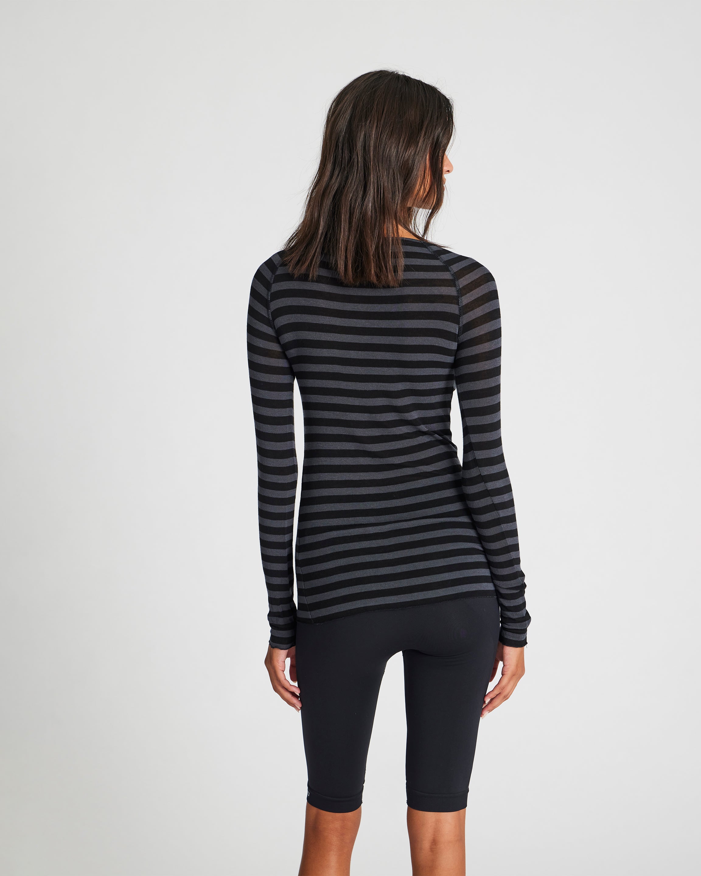 GAI+LISVA Amalie Stripe Wool Top Top 947 Dark Grey and Black Stripe