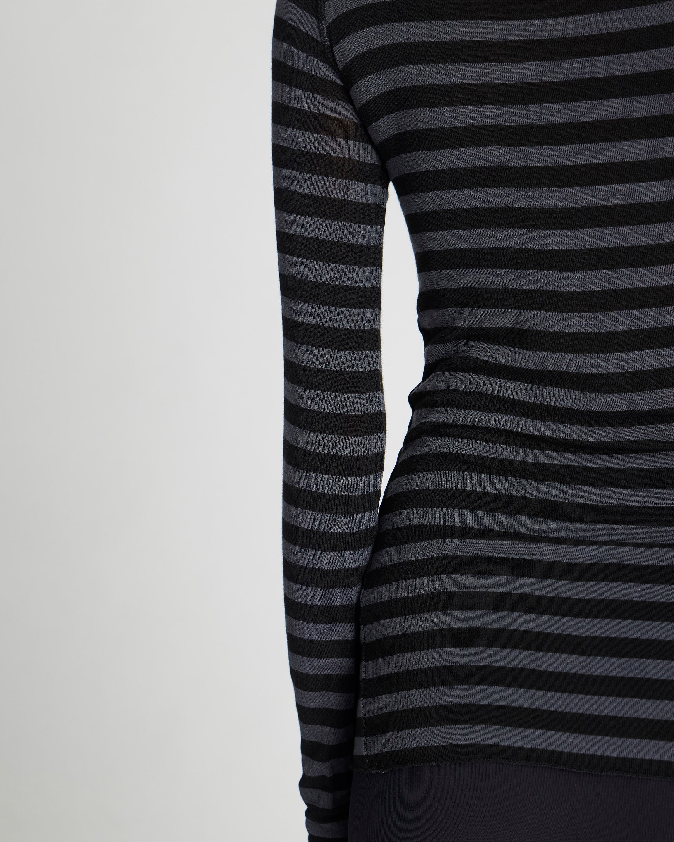 GAI+LISVA Amalie Stripe Wool Top Top 947 Dark Grey and Black Stripe
