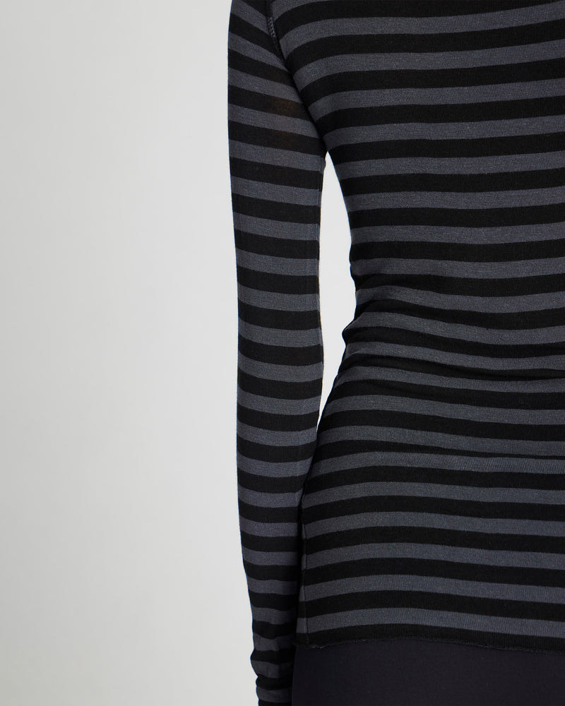 GAI+LISVA Amalie Stripe Wool Top Top 947 Dark Grey and Black Stripe